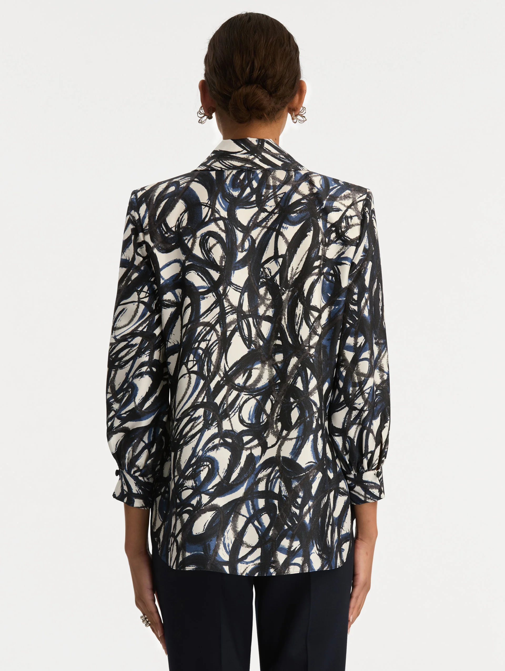 Abstract Sketch Silk Twill Blouse - Image 4