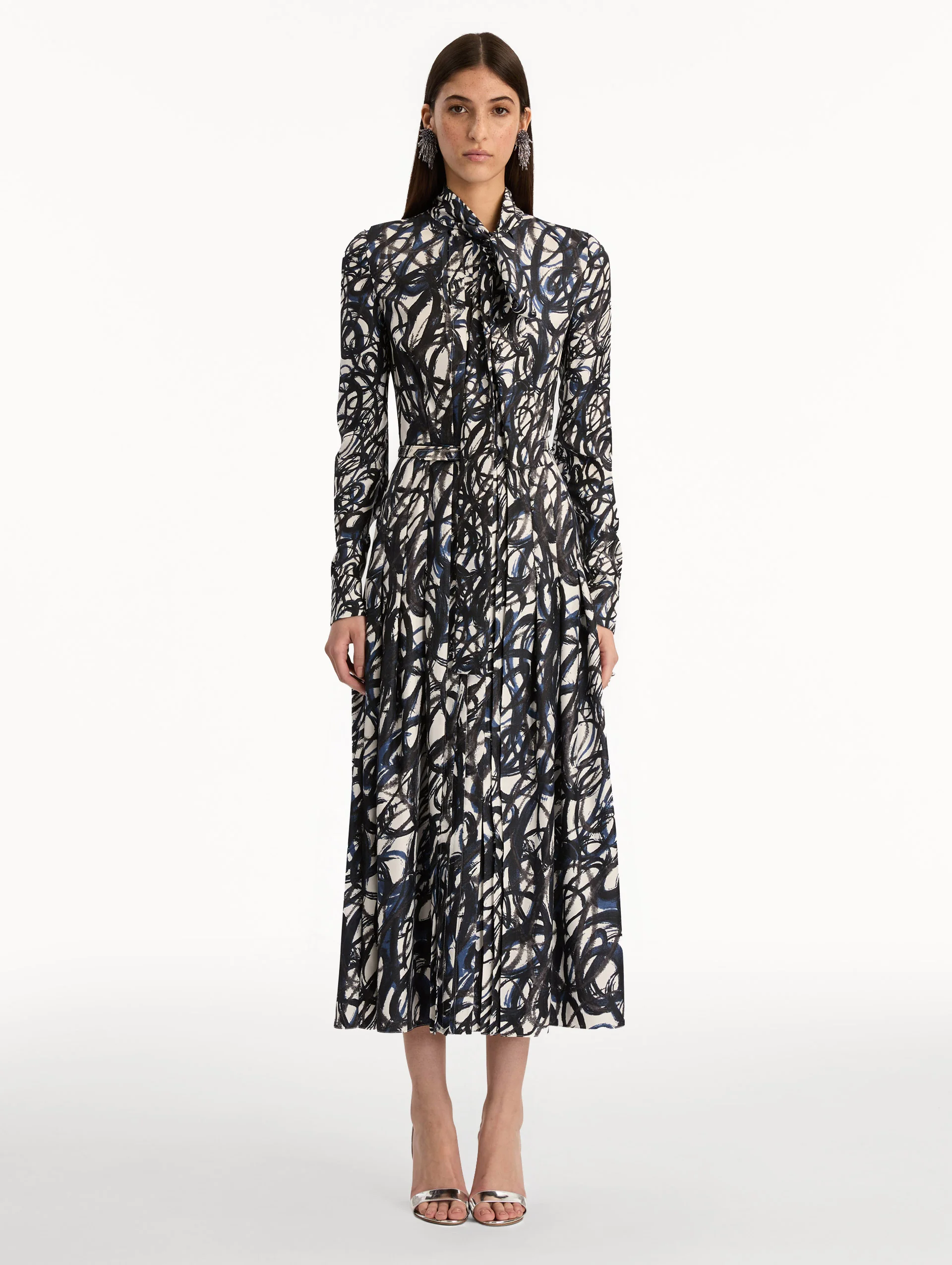 Abstract Sketch Silk Twill Dress - Image 2