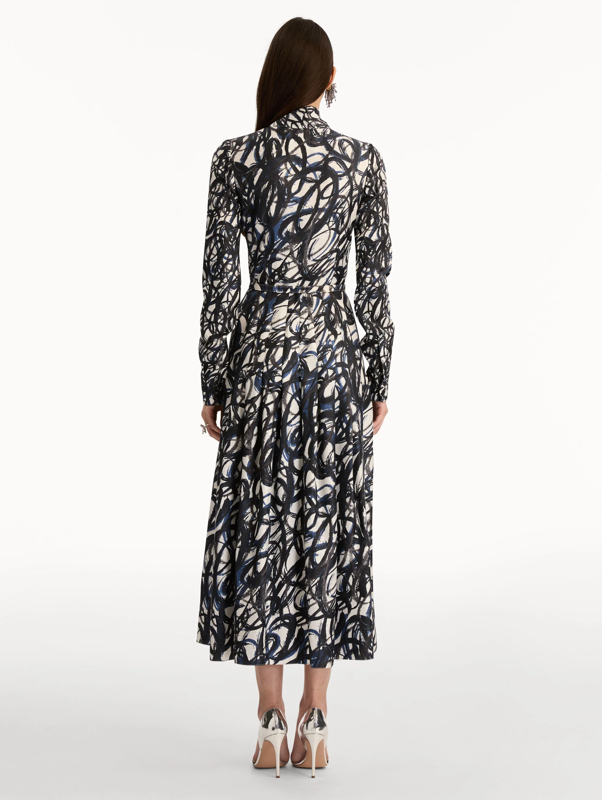 Abstract Sketch Silk Twill Dress - Image 3