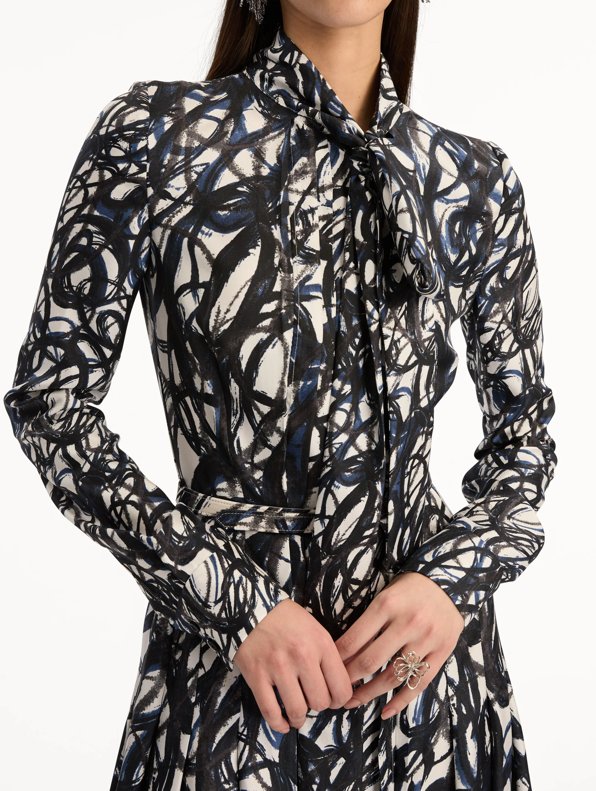 Abstract Sketch Silk Twill Dress - Image 6