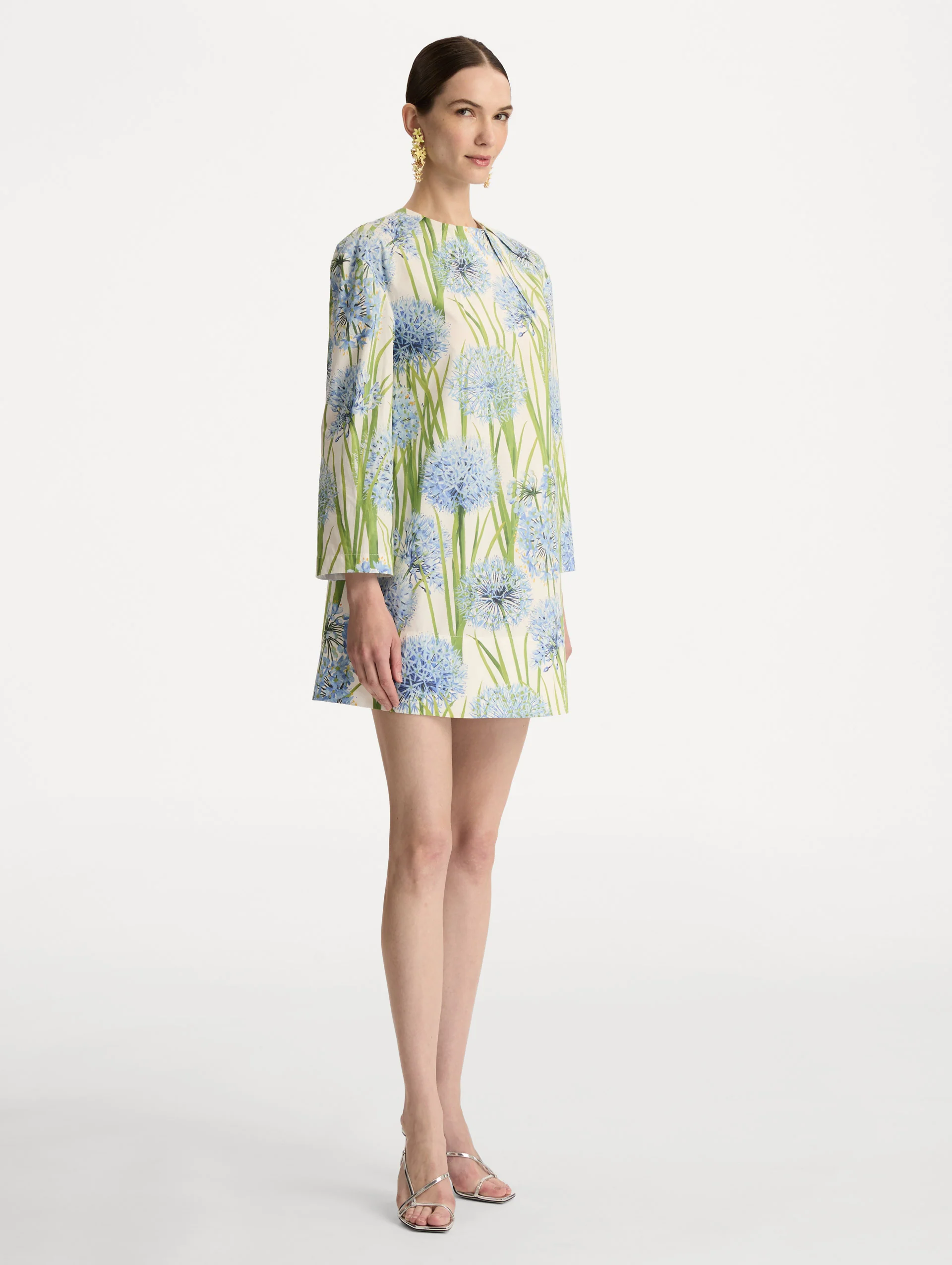 Allium Cotton Poplin Long Sleeve Shift Dress - Image 4