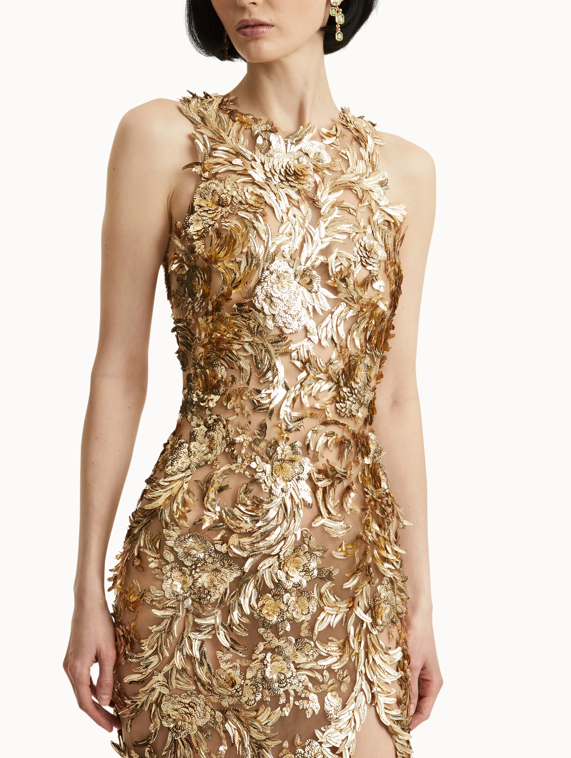 Baroque Sequin Leaves Embroidered Gown - Image 5