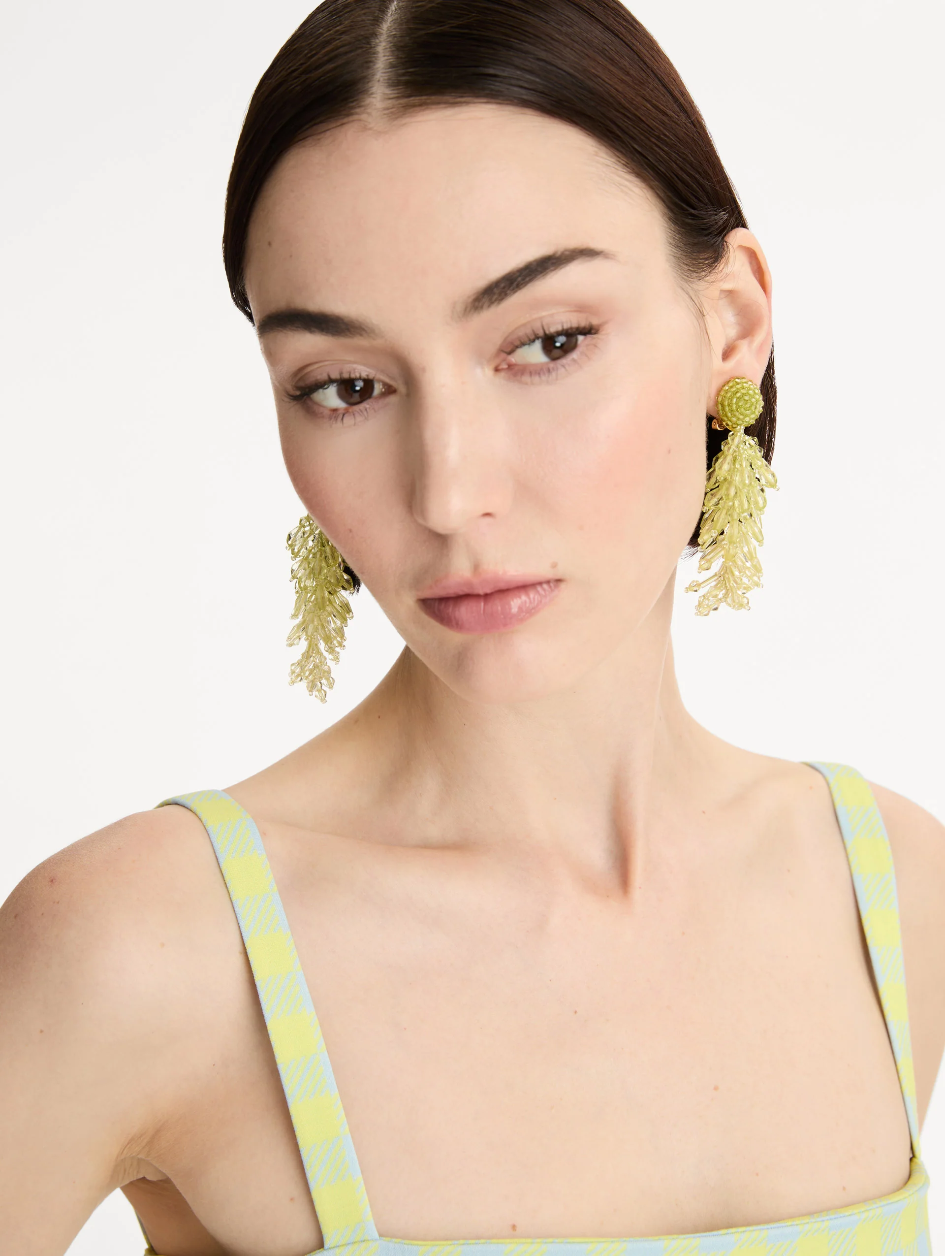 Beaded Cascade Tassel Clip-On Earrings - Image 2