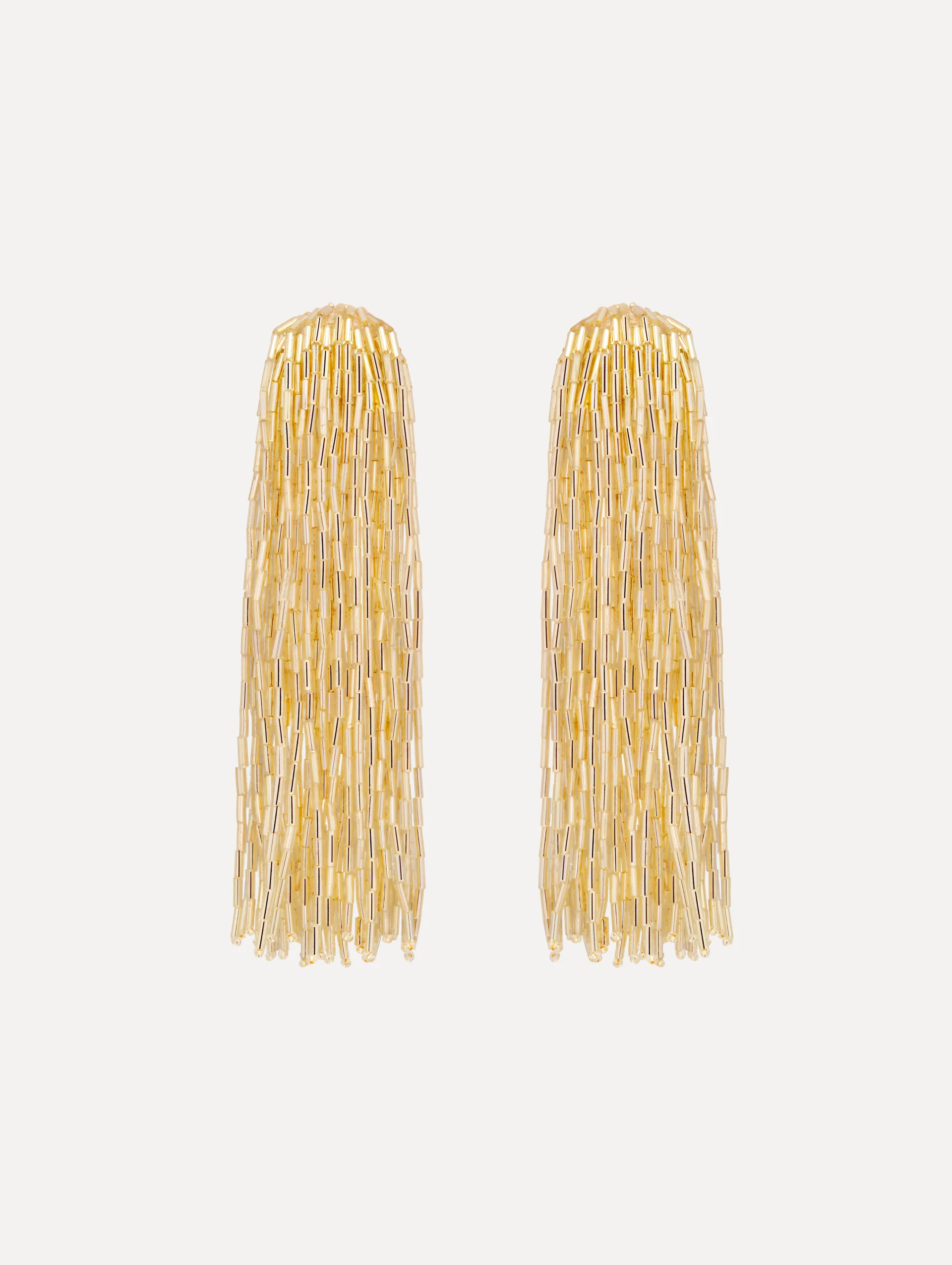 Beaded Tassel Drop Clip-On Earrings