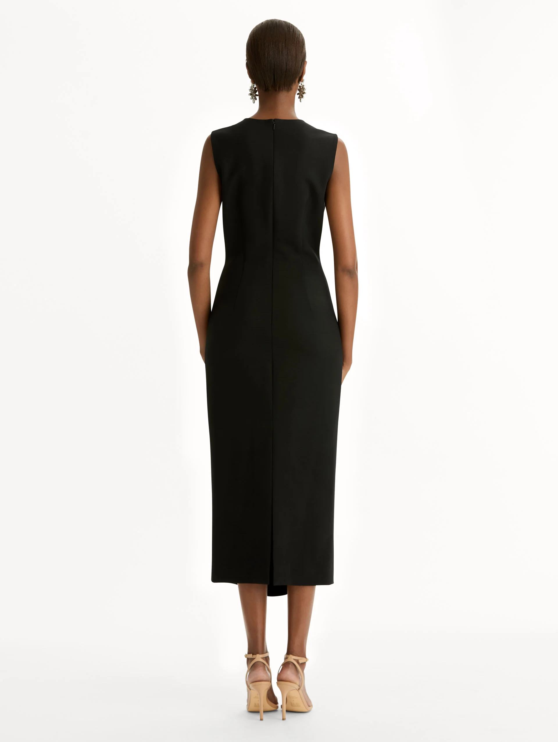 Brooch Embroidered Cocktail Sleeveless Dress - Image 3