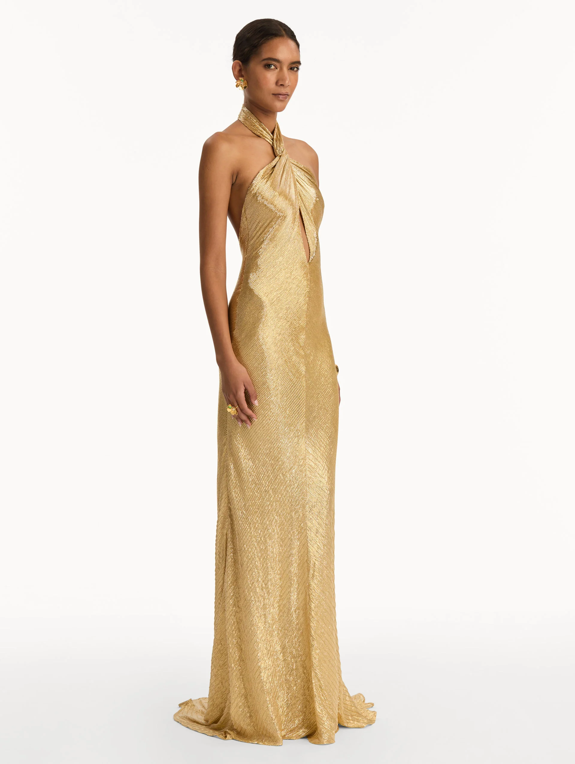 Bugle Bead Lamé Gown - Image 4