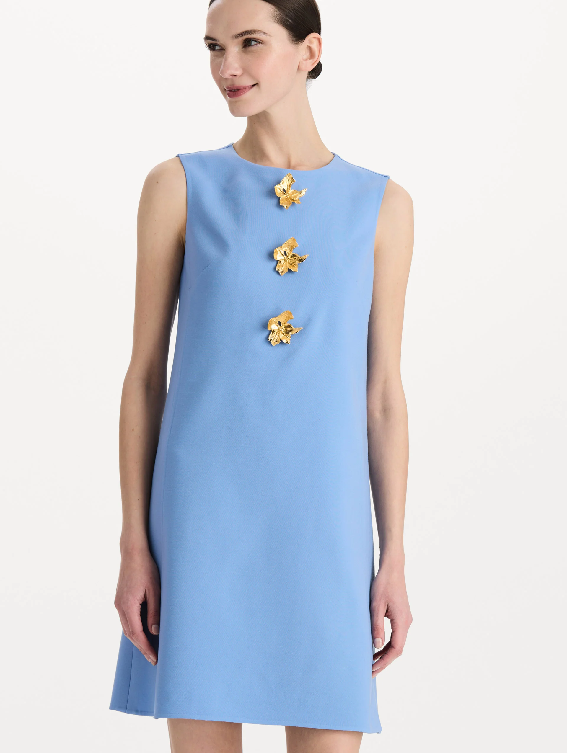 Button-Detail Wool Shift Dress - Image 5