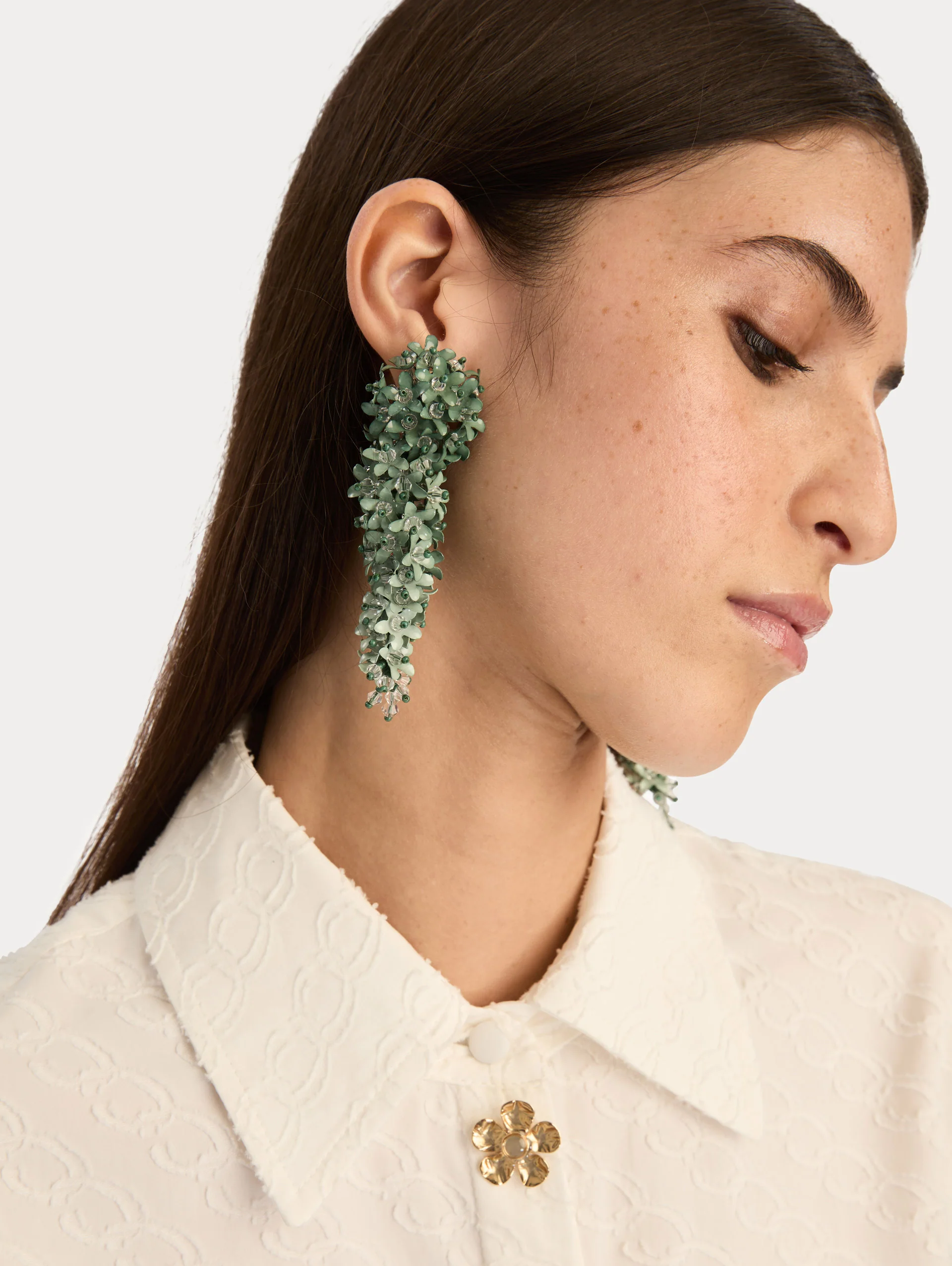 Cascading Flower Clip-On Earrings - Image 2