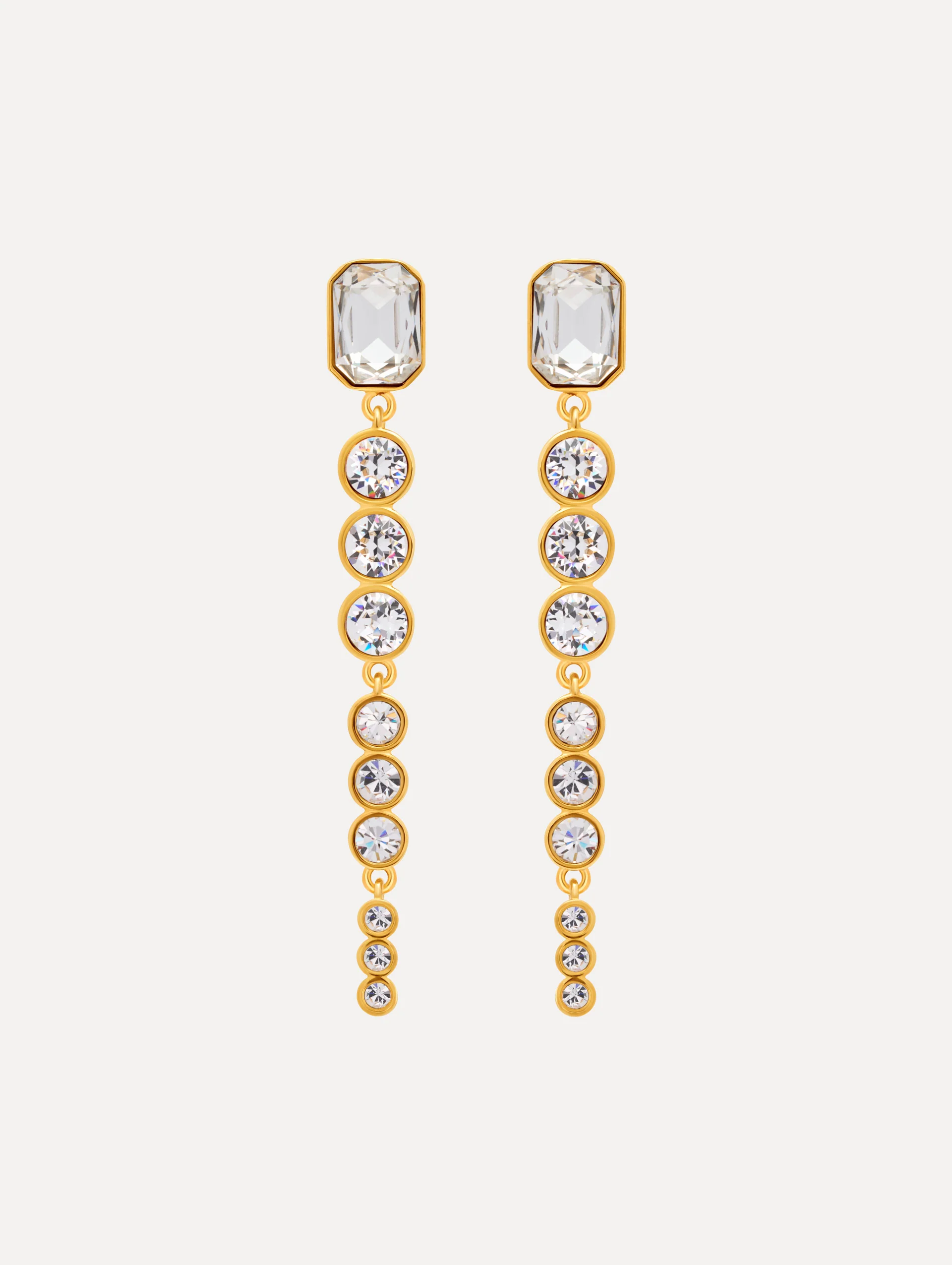 Cascading Mixed-Stone Drop Clip-On Earrings
