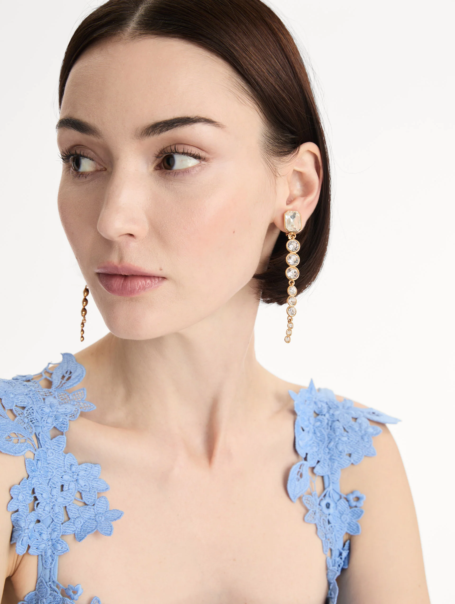 Cascading Mixed-Stone Drop Clip-On Earrings - Image 2