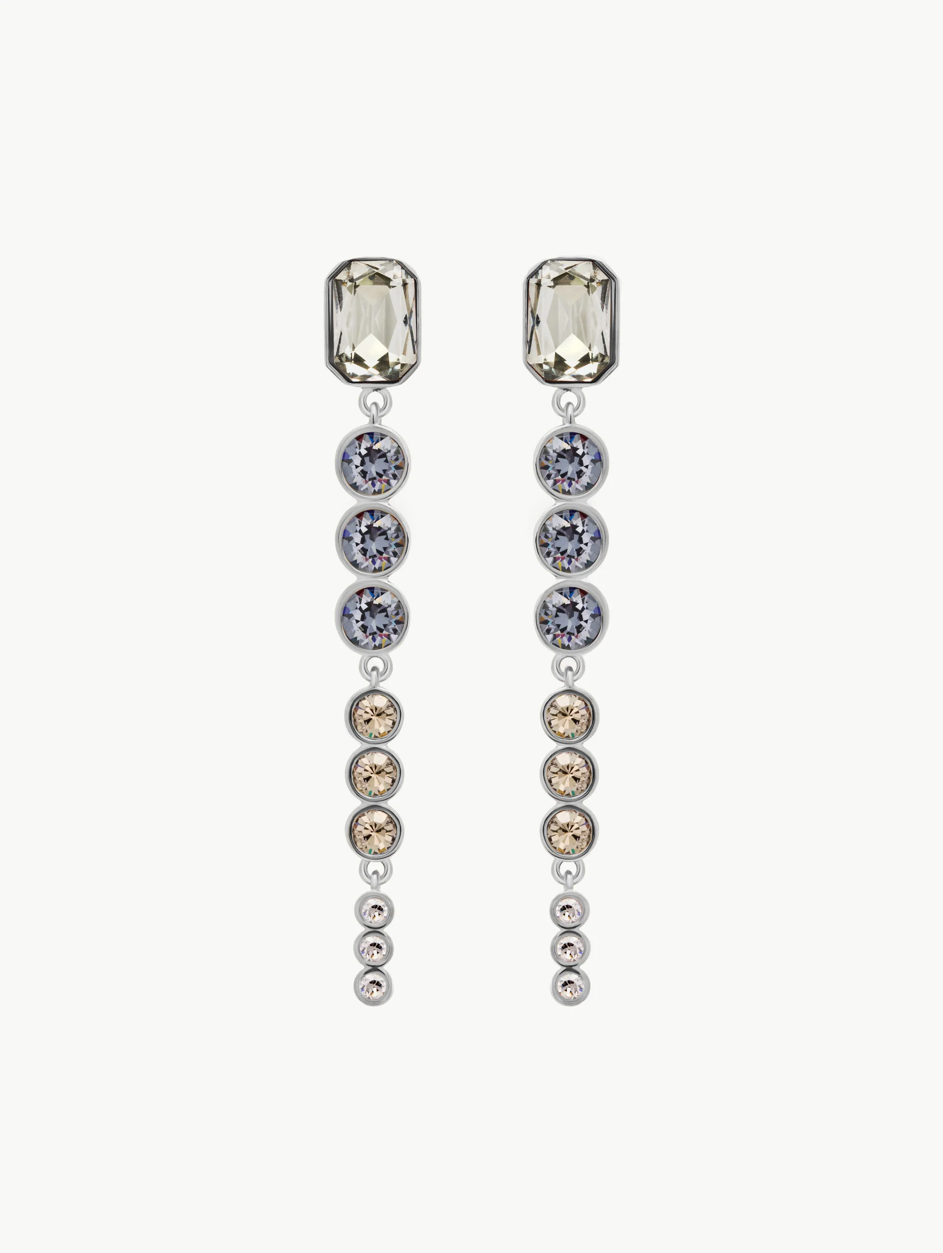 Cascading Mixed-Stone Drop Clip-On Earrings