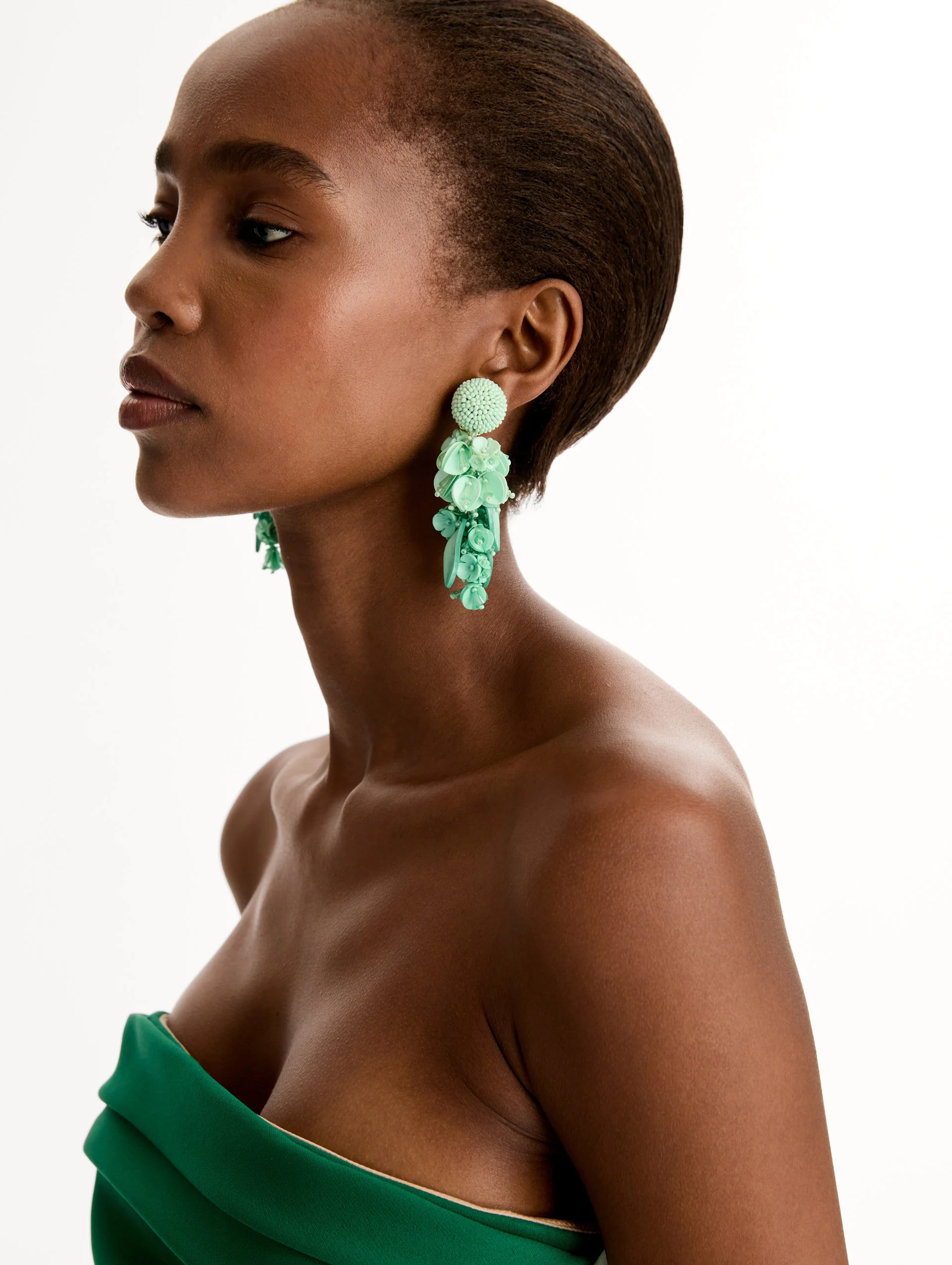 Cascading Petal Drop Clip-On Earrings - Image 2