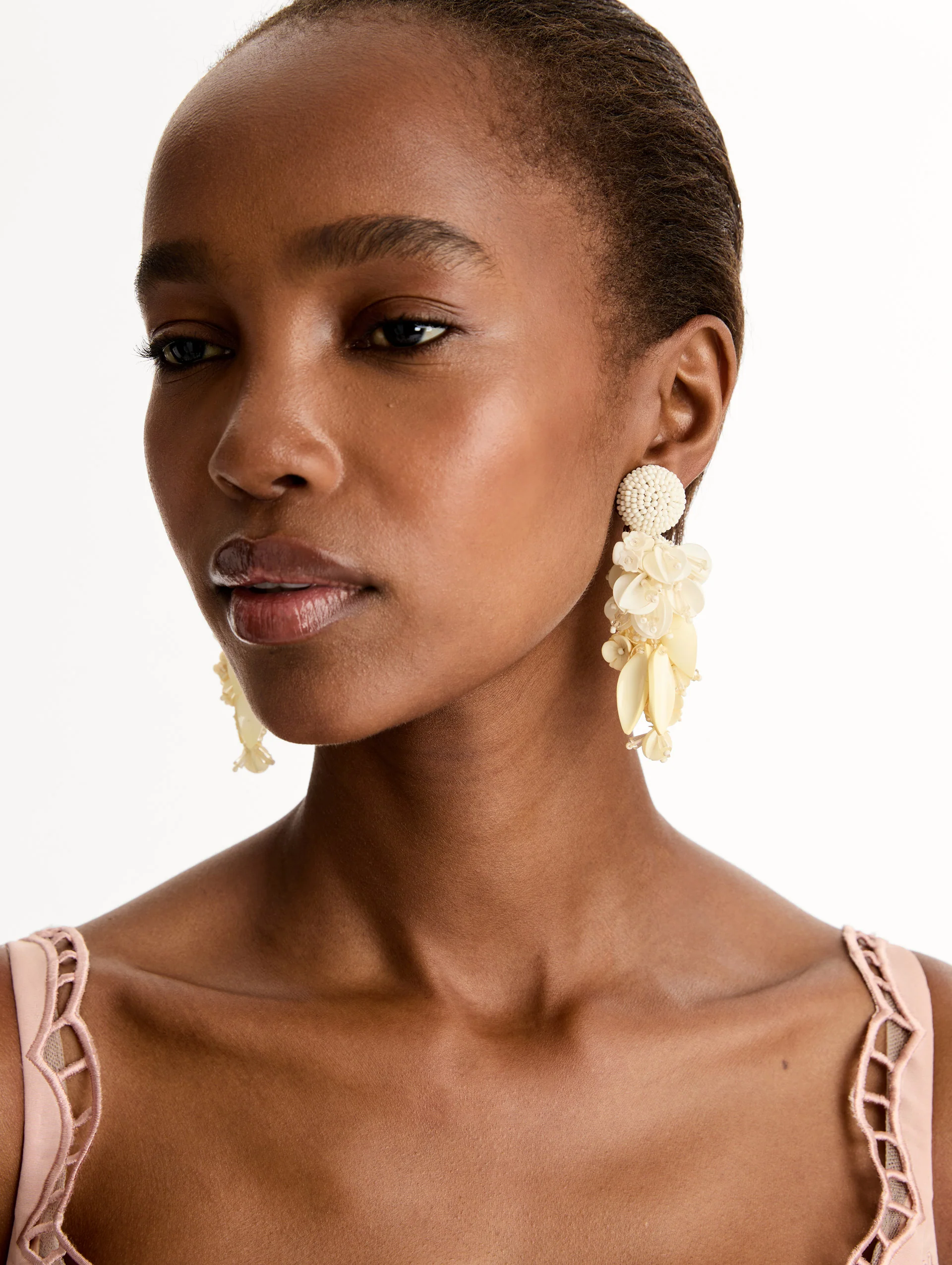 Cascading Petal Drop Clip-On Earrings - Image 2