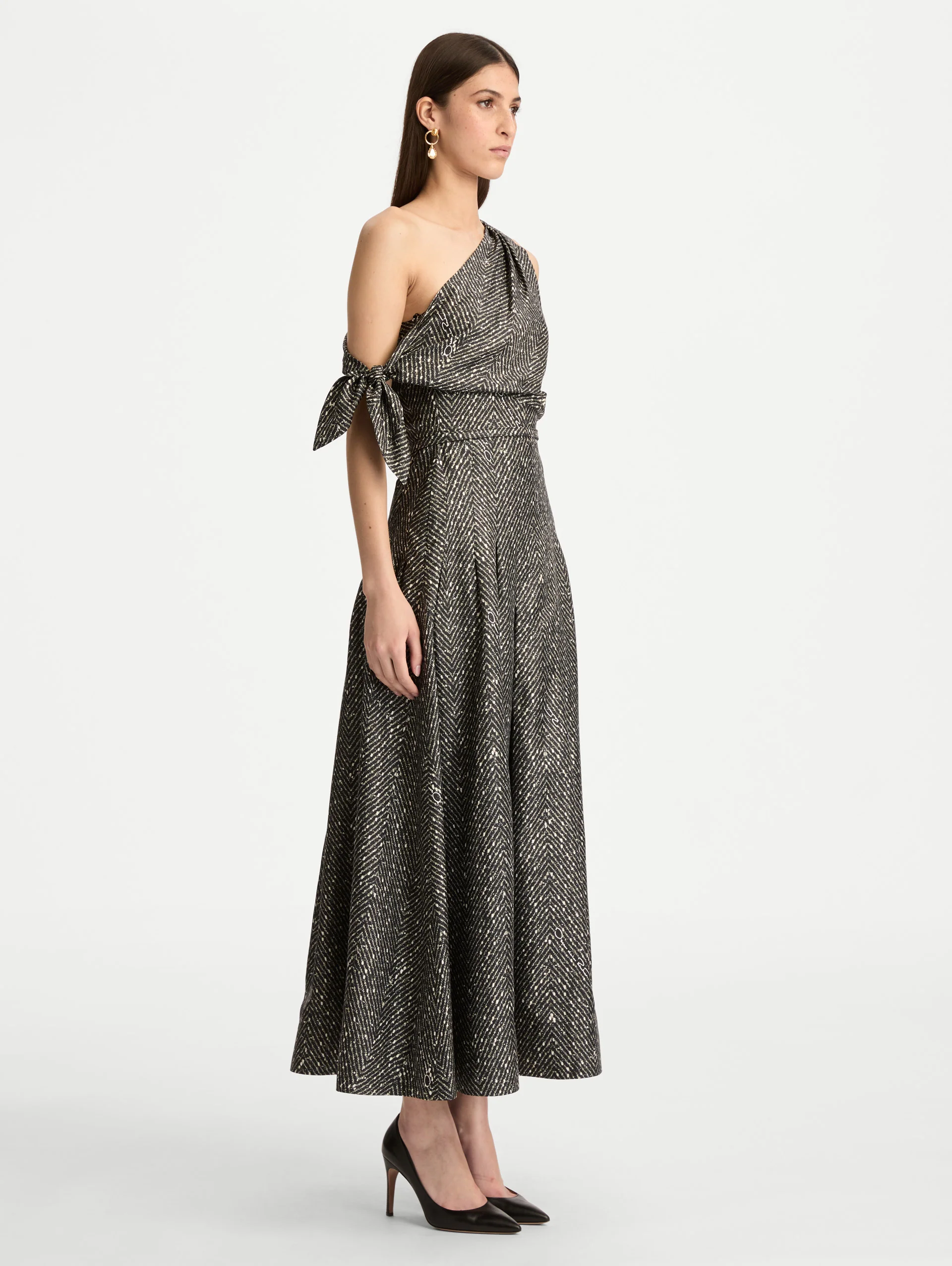 Chevron Silk Twill Dress - Image 4