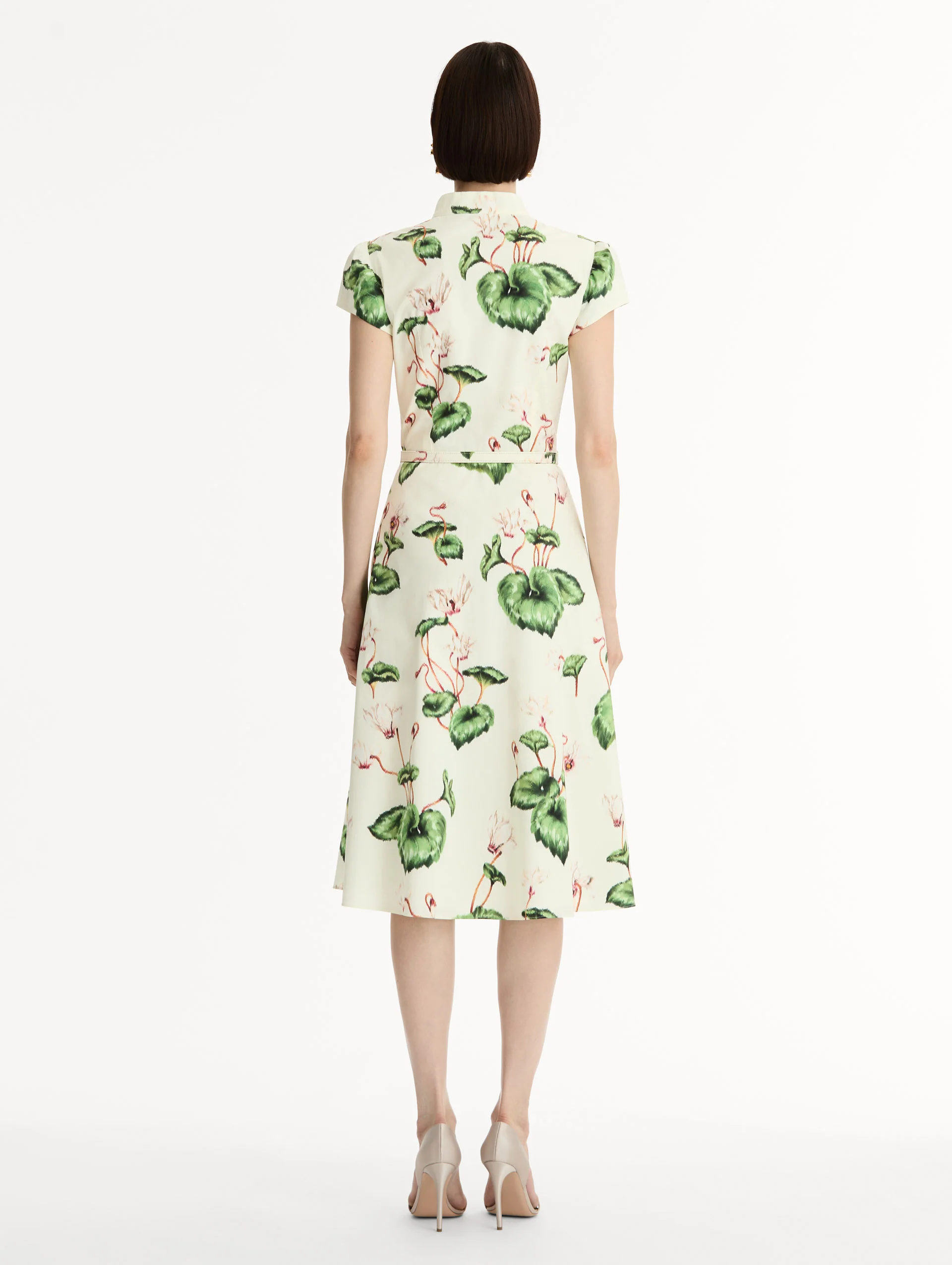 Chiné Cyclamen Cotton Poplin Cap Sleeve Dress - Image 3