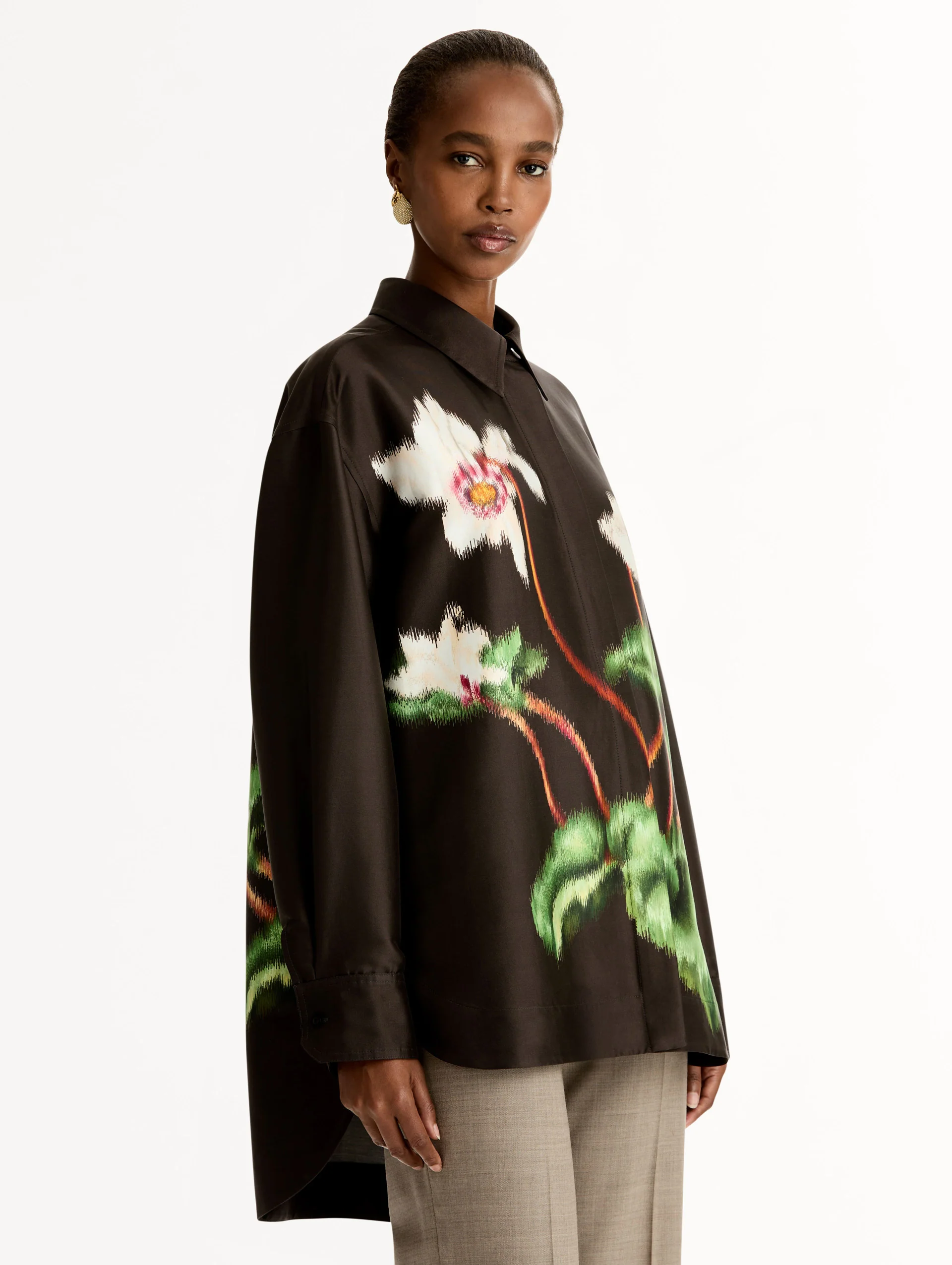 Chiné Cyclamen Silk Mikado Blouse - Image 5
