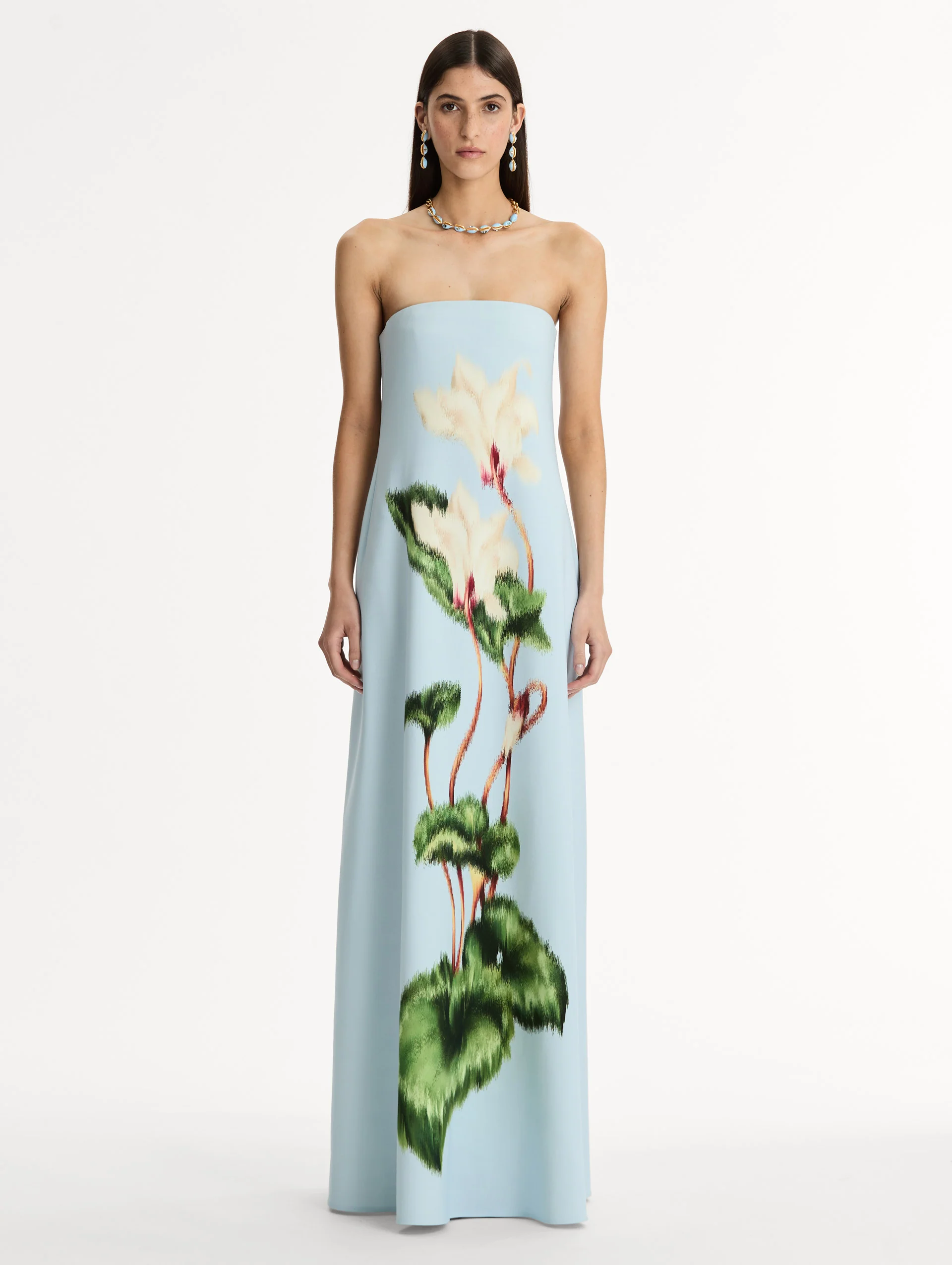 Chiné Cyclamen Strapless Gown - Image 2