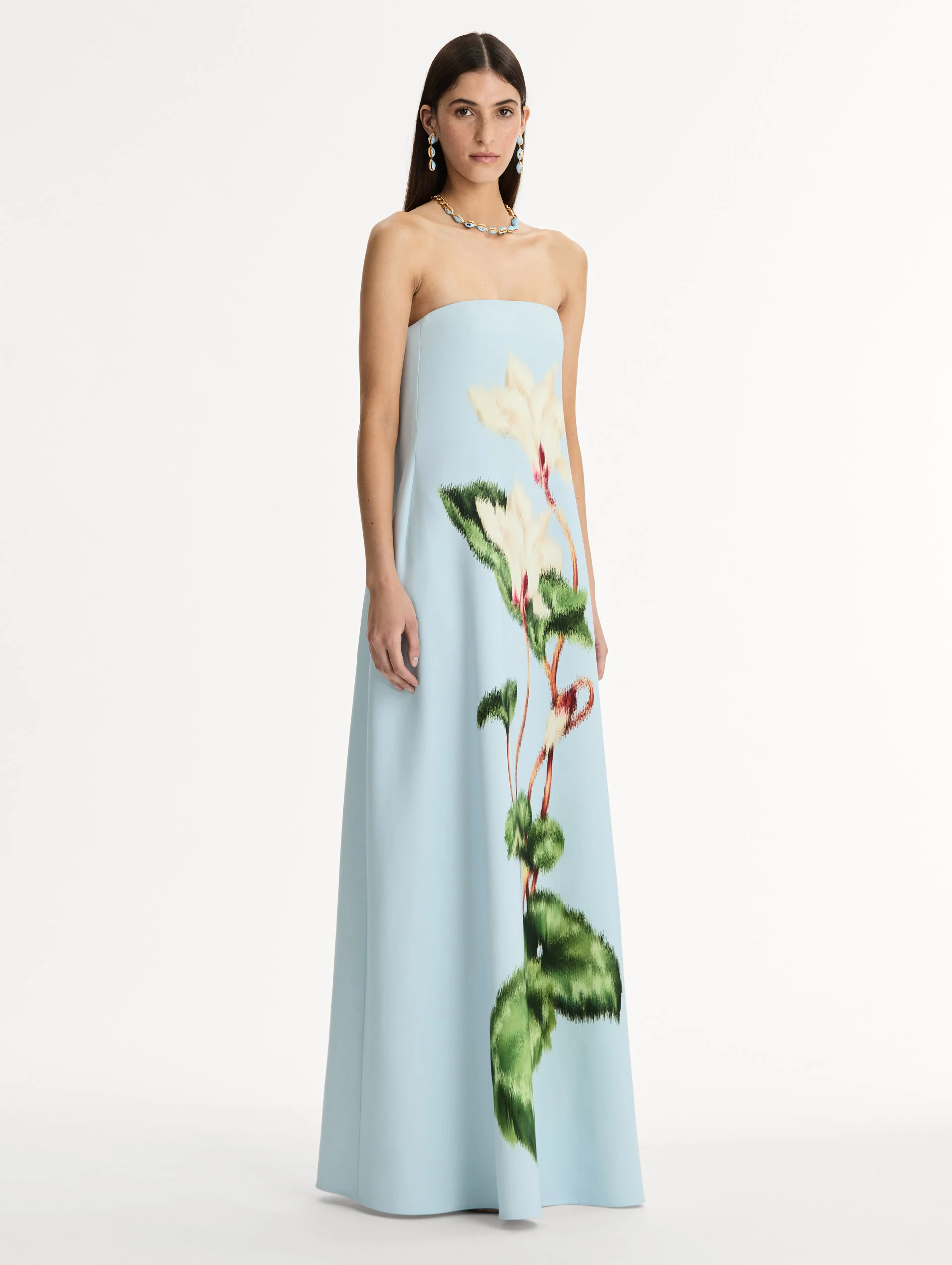 Chiné Cyclamen Strapless Gown - Image 4