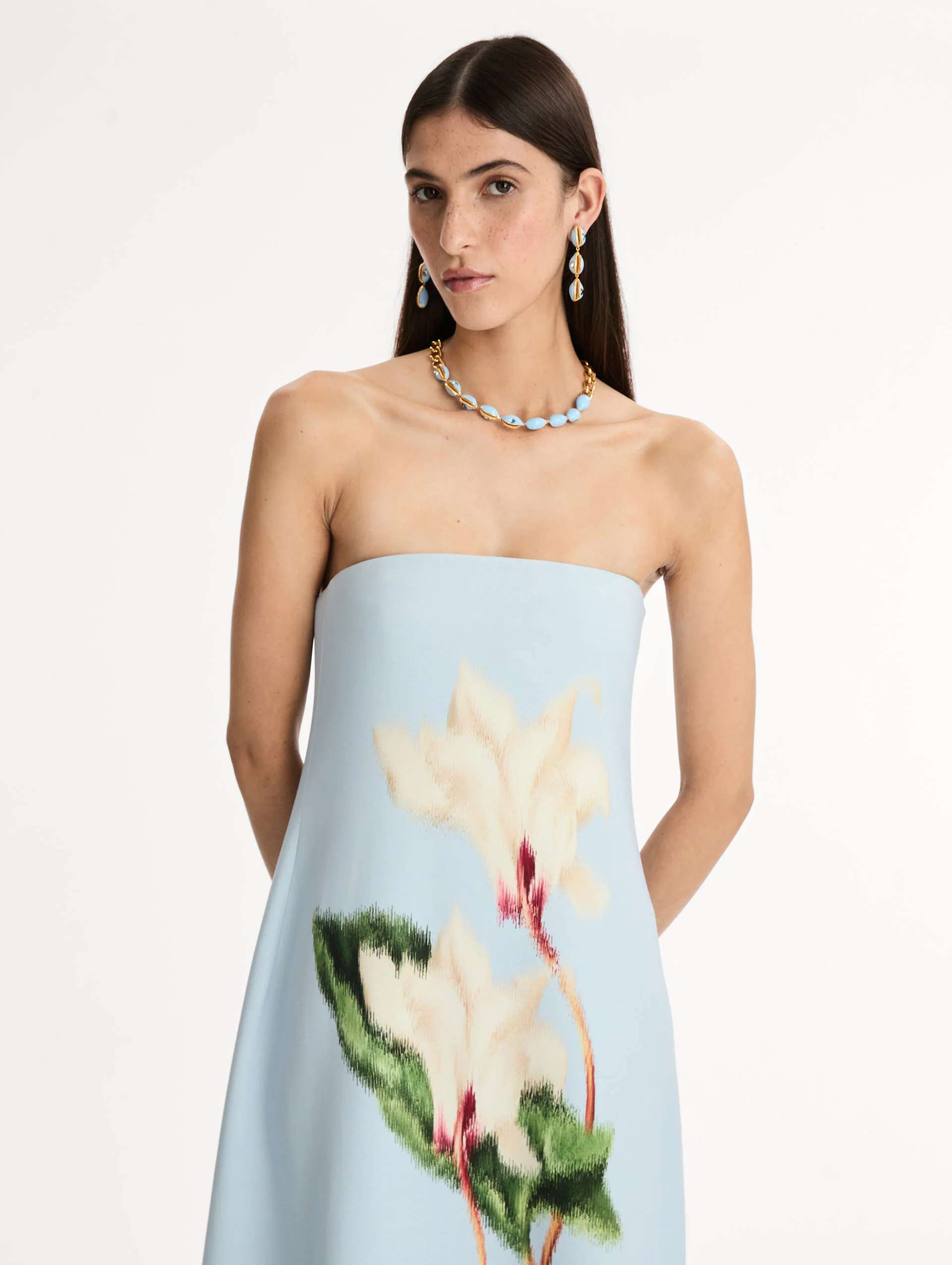 Chiné Cyclamen Strapless Gown - Image 5