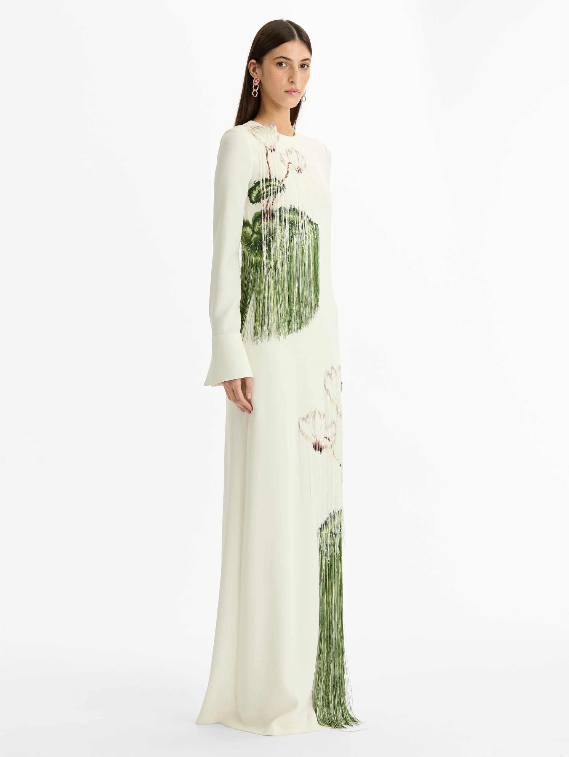 Chiné Cyclamen Threadwork Fringe Caftan - Image 4