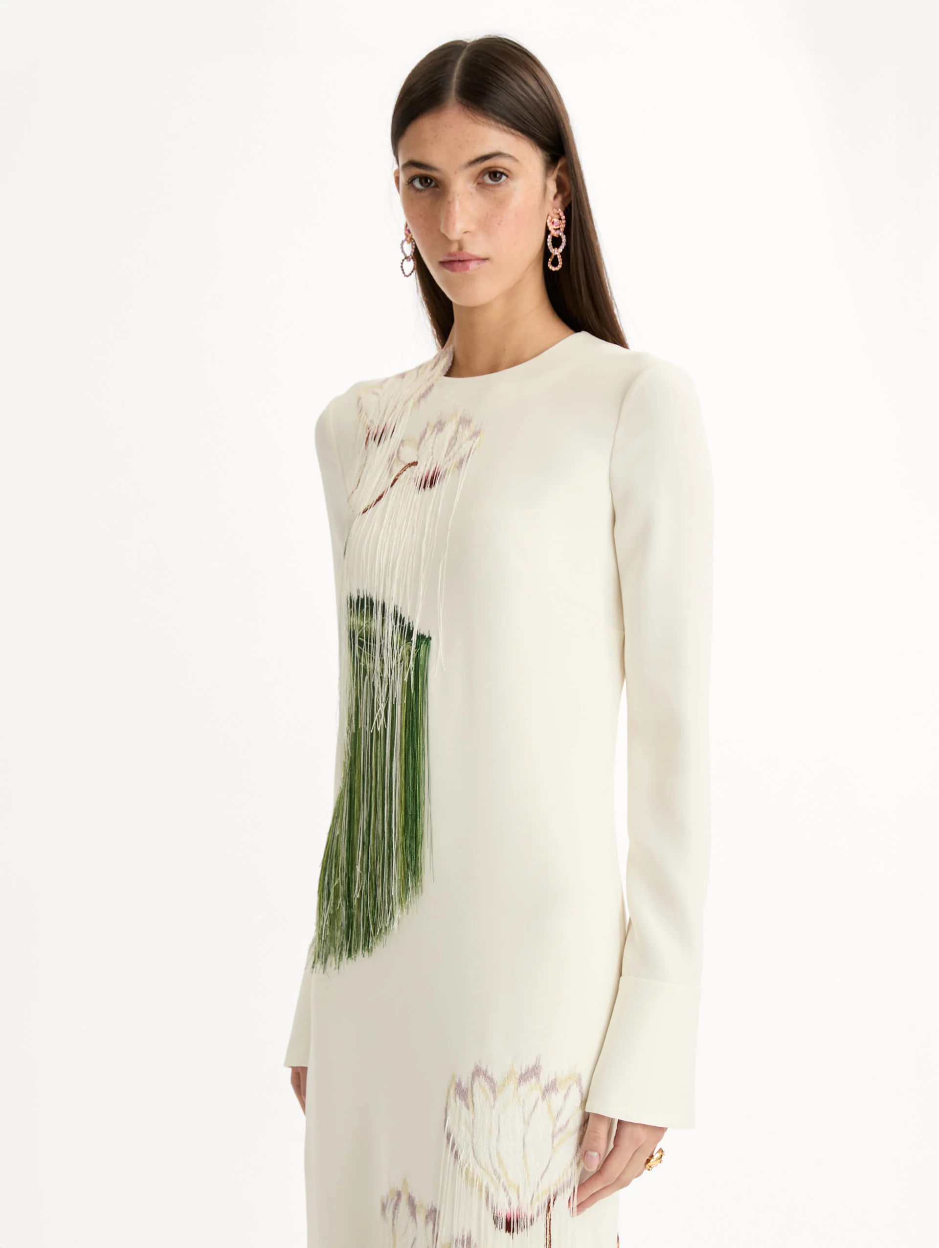 Chiné Cyclamen Threadwork Fringe Caftan - Image 5