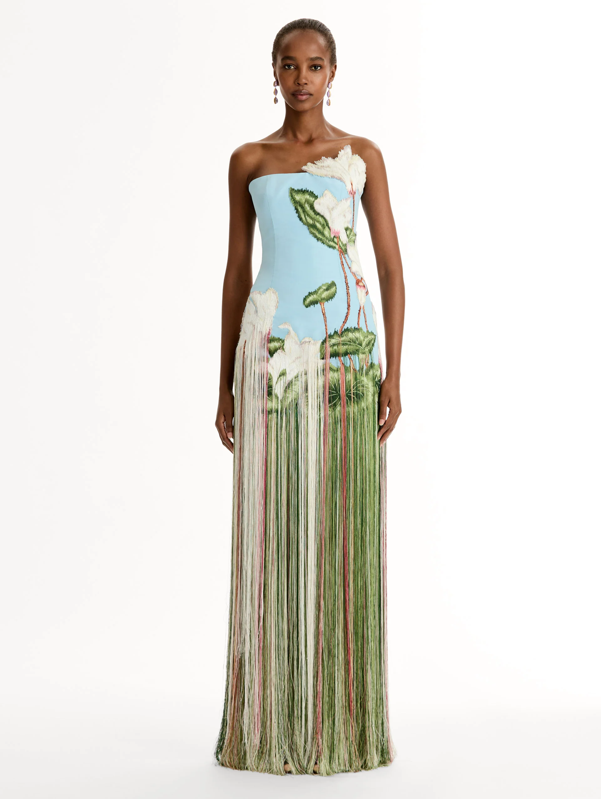 Chiné Cyclamen Threadwork Fringe Gown - Image 2