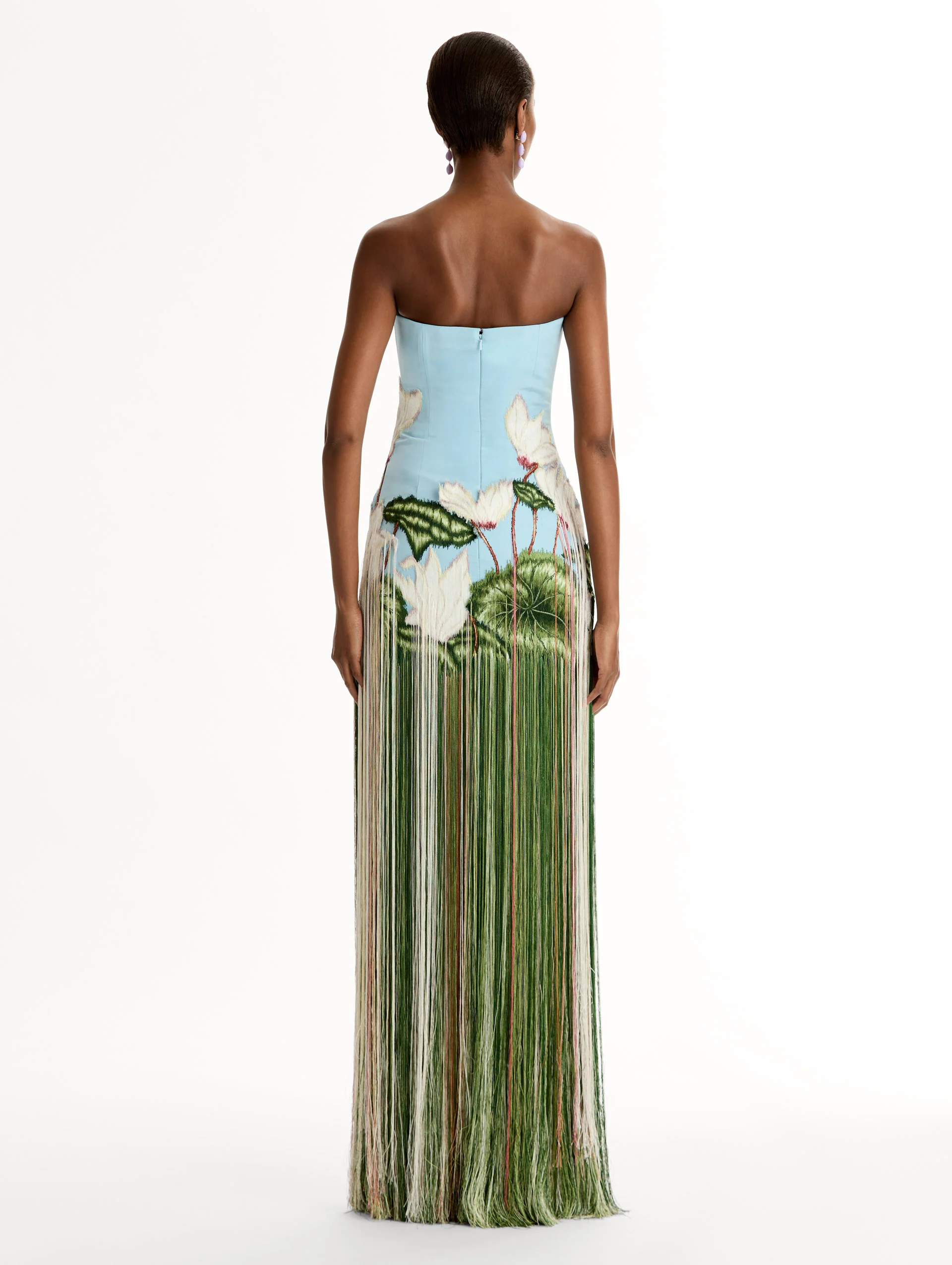 Chiné Cyclamen Threadwork Fringe Gown - Image 3