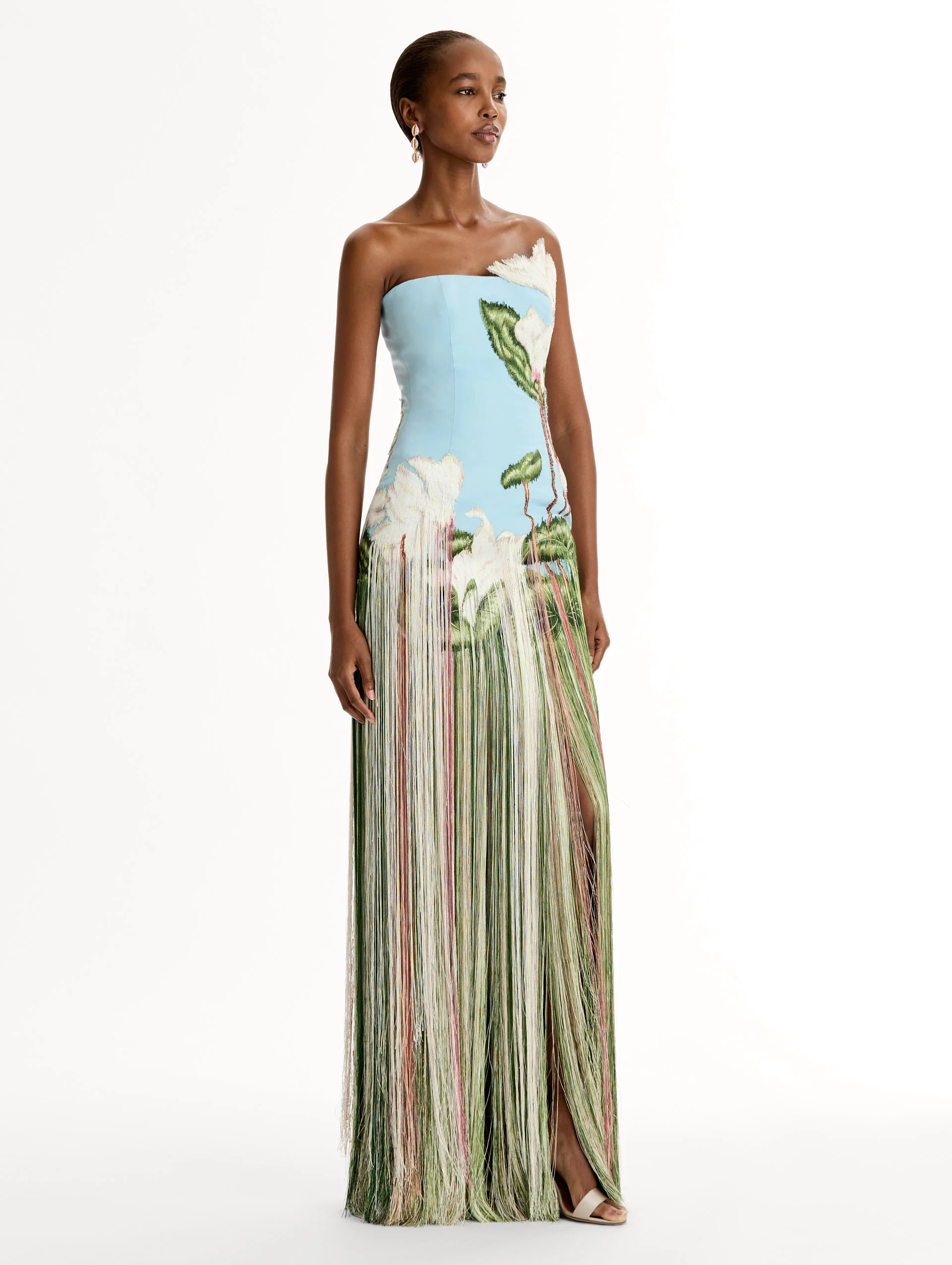 Chiné Cyclamen Threadwork Fringe Gown - Image 4