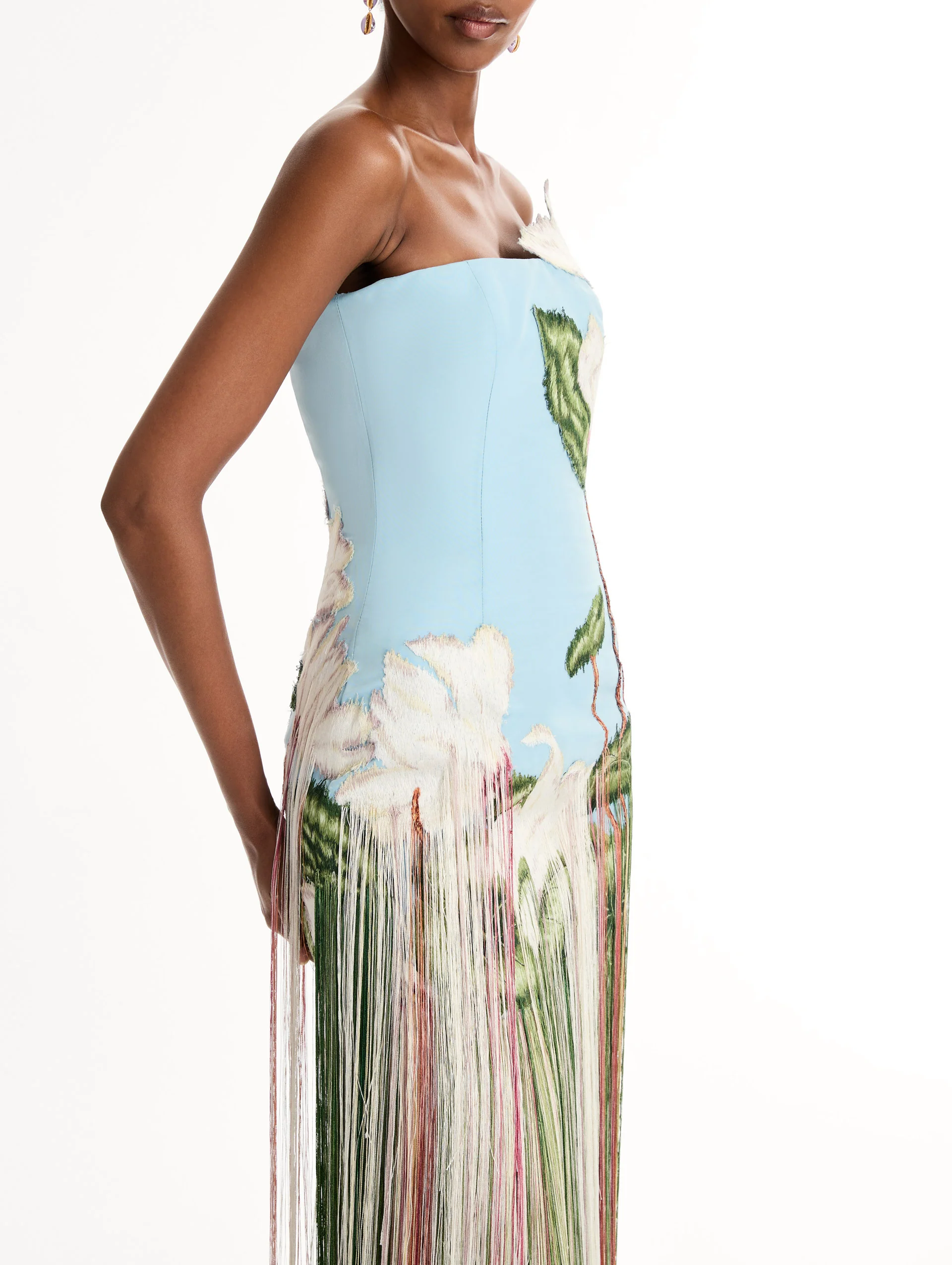 Chiné Cyclamen Threadwork Fringe Gown - Image 5