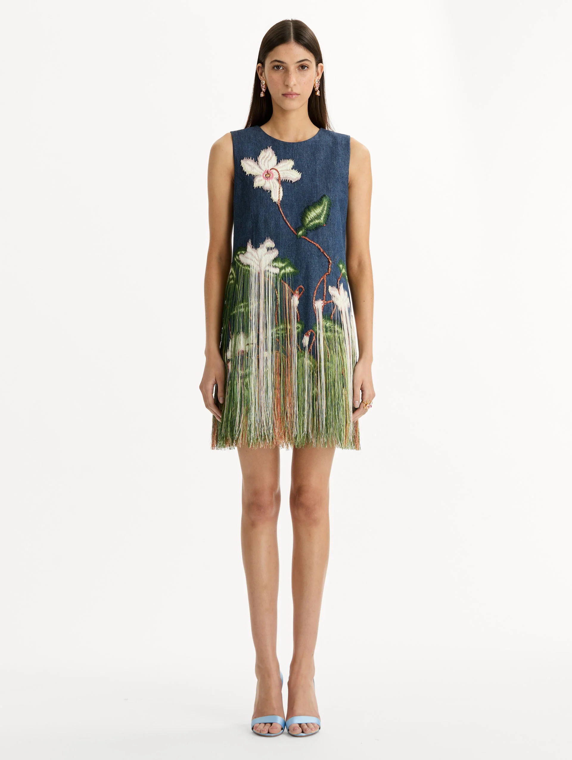 Chiné Cyclamen Threadwork Fringe Shift Dress - Image 2