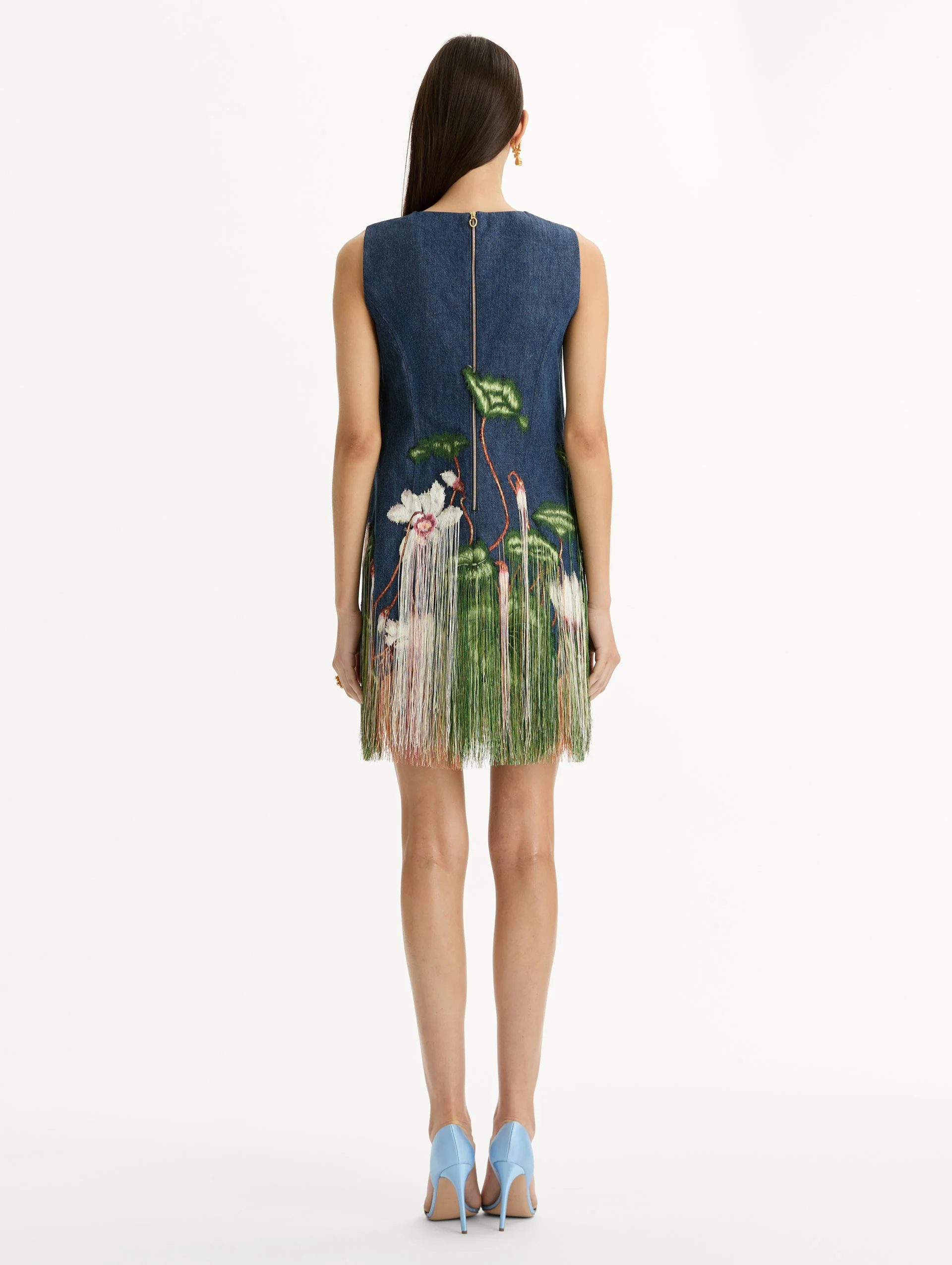 Chiné Cyclamen Threadwork Fringe Shift Dress - Image 3