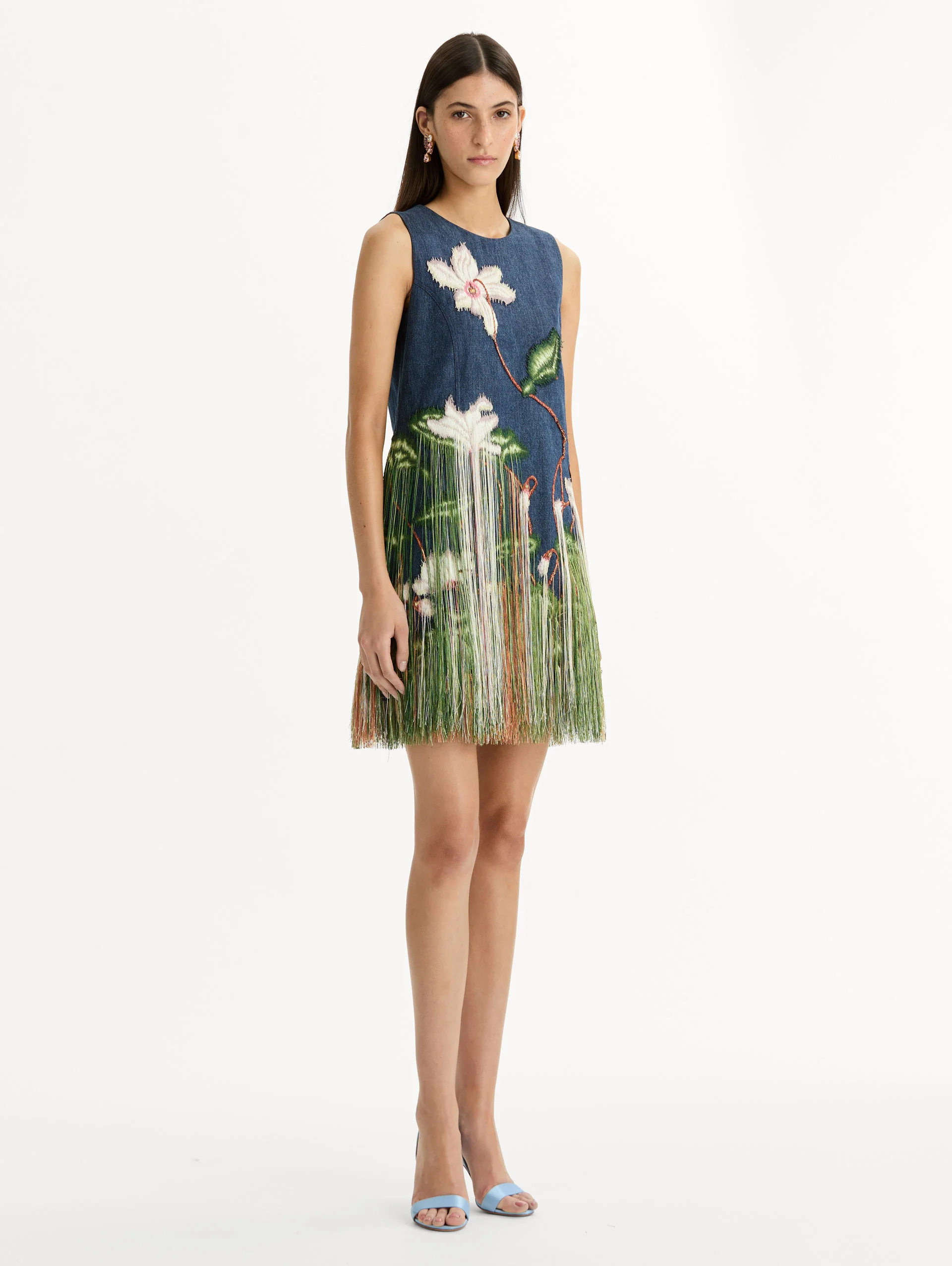 Chiné Cyclamen Threadwork Fringe Shift Dress - Image 4