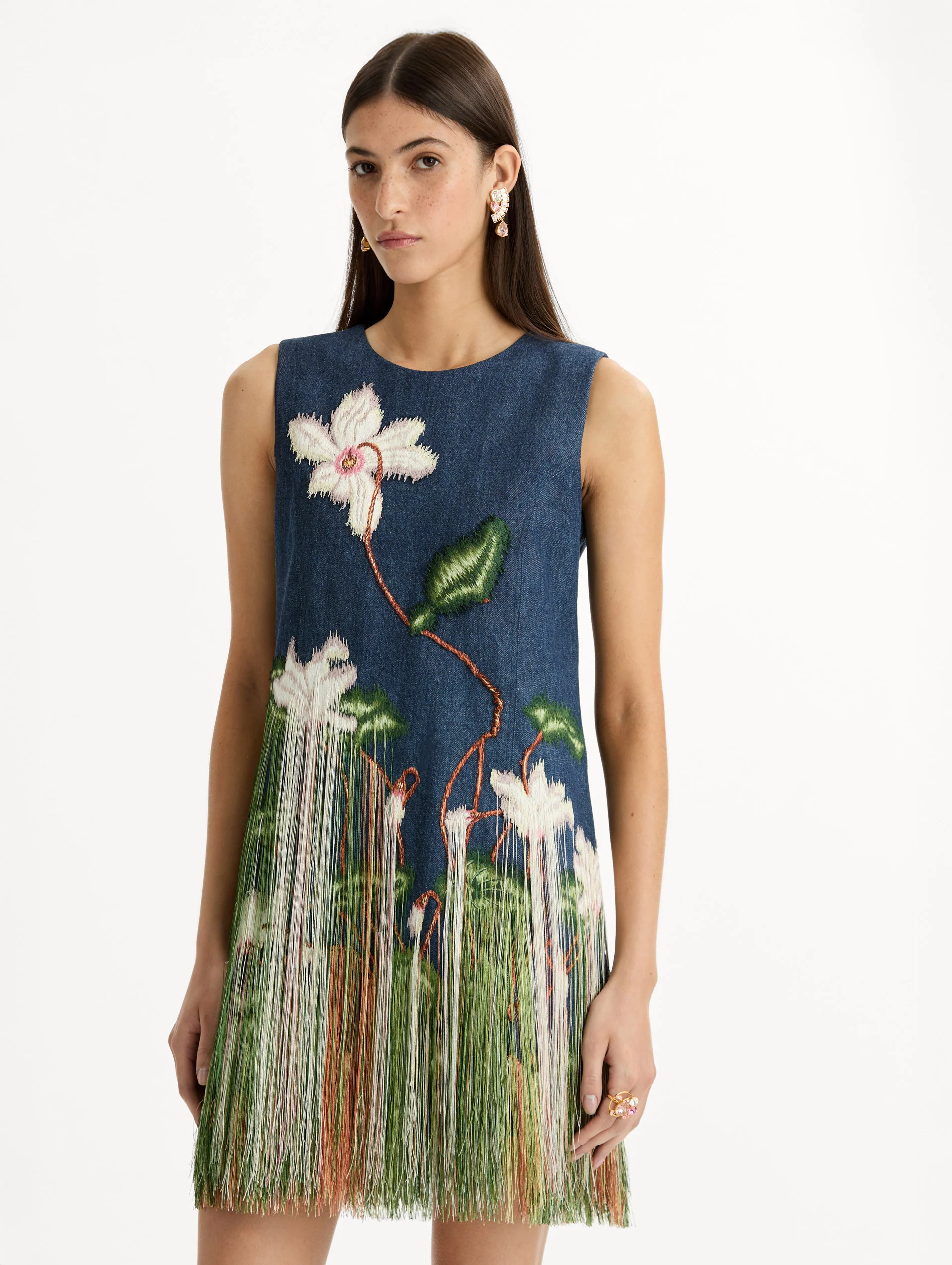 Chiné Cyclamen Threadwork Fringe Shift Dress - Image 5