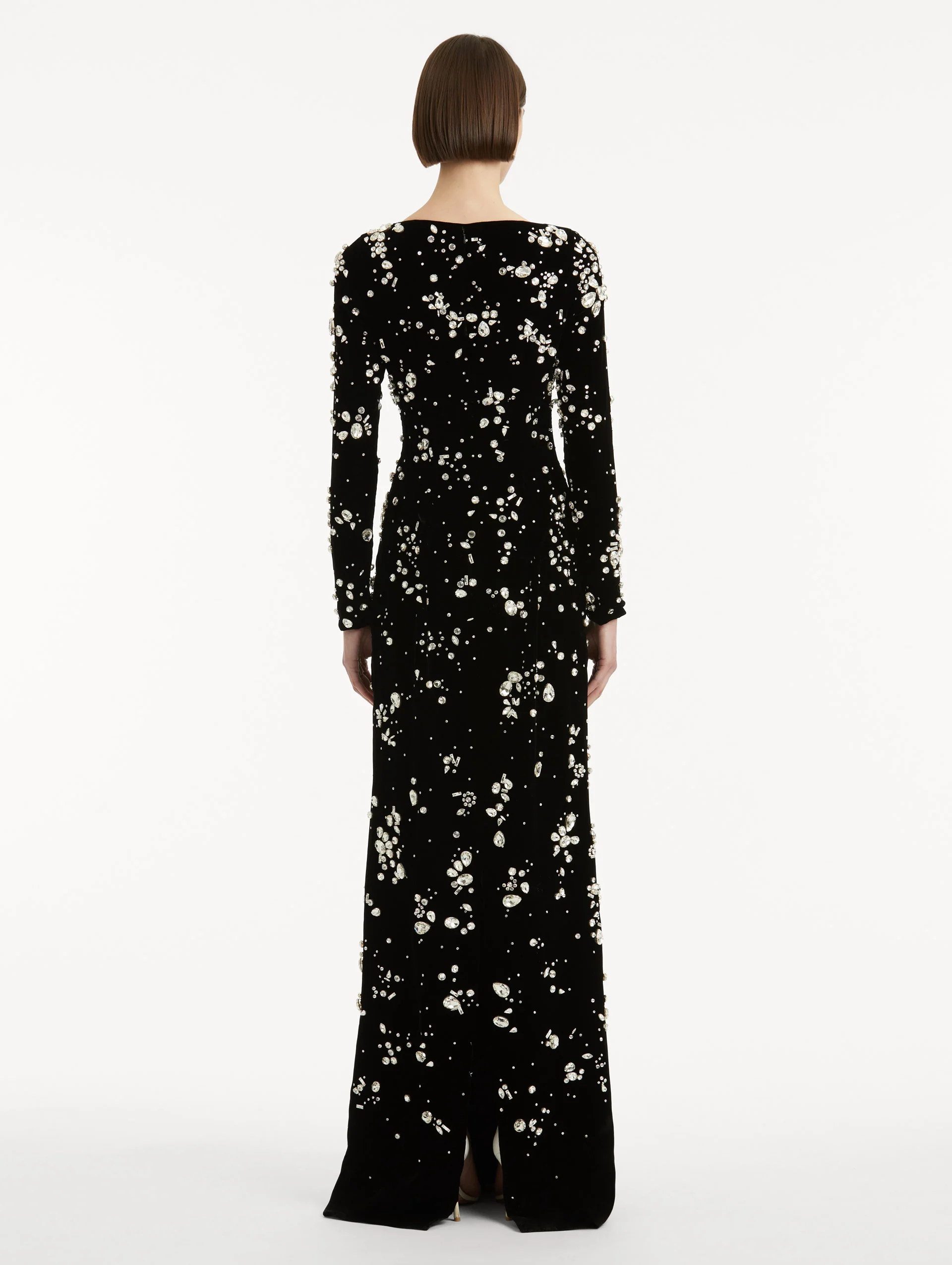 Crystal Cluster Embroidered Long Sleeve Gown - Image 3
