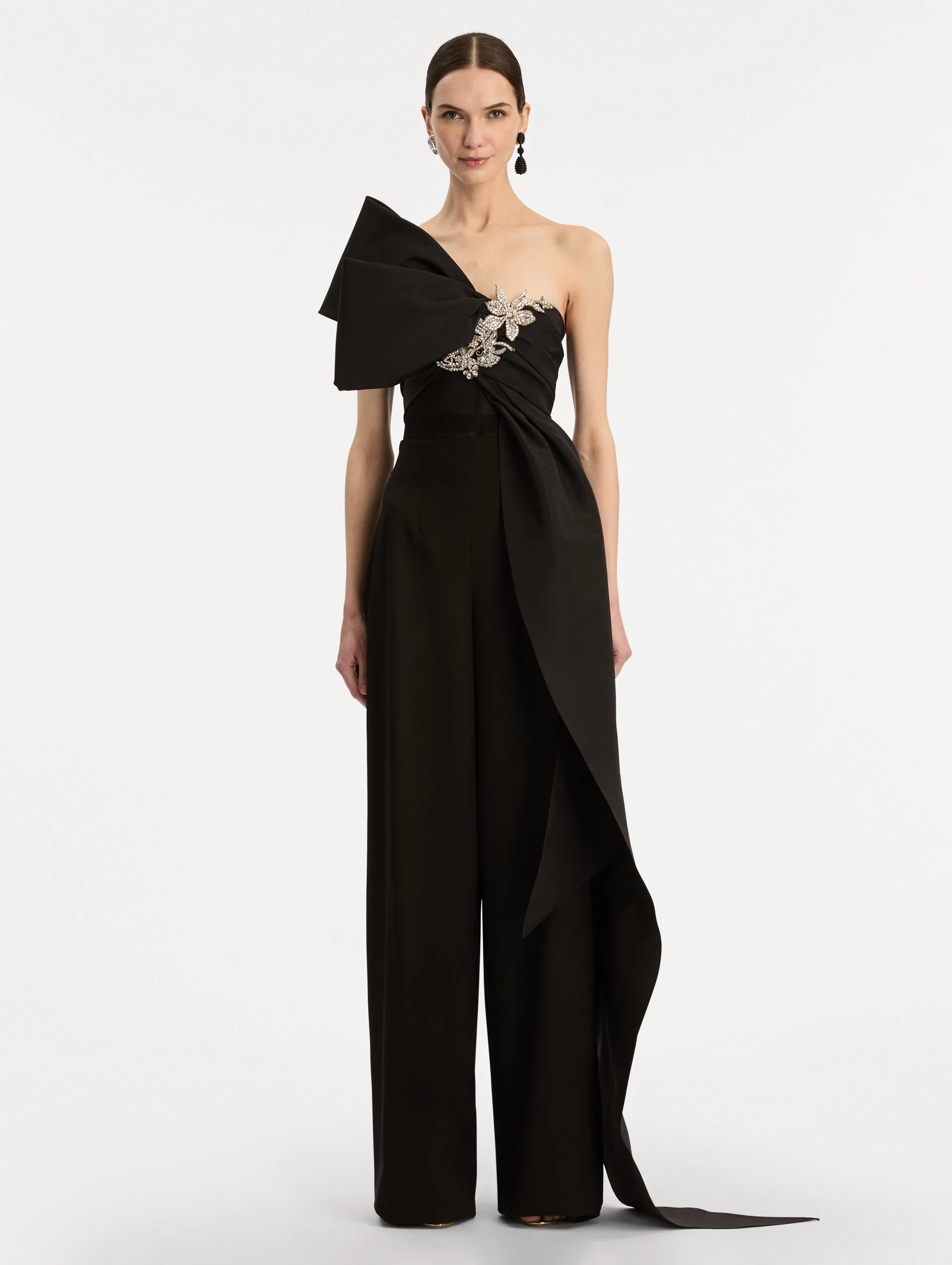 Crystal Embroidered Bow-Detailed Blouse - Image 2