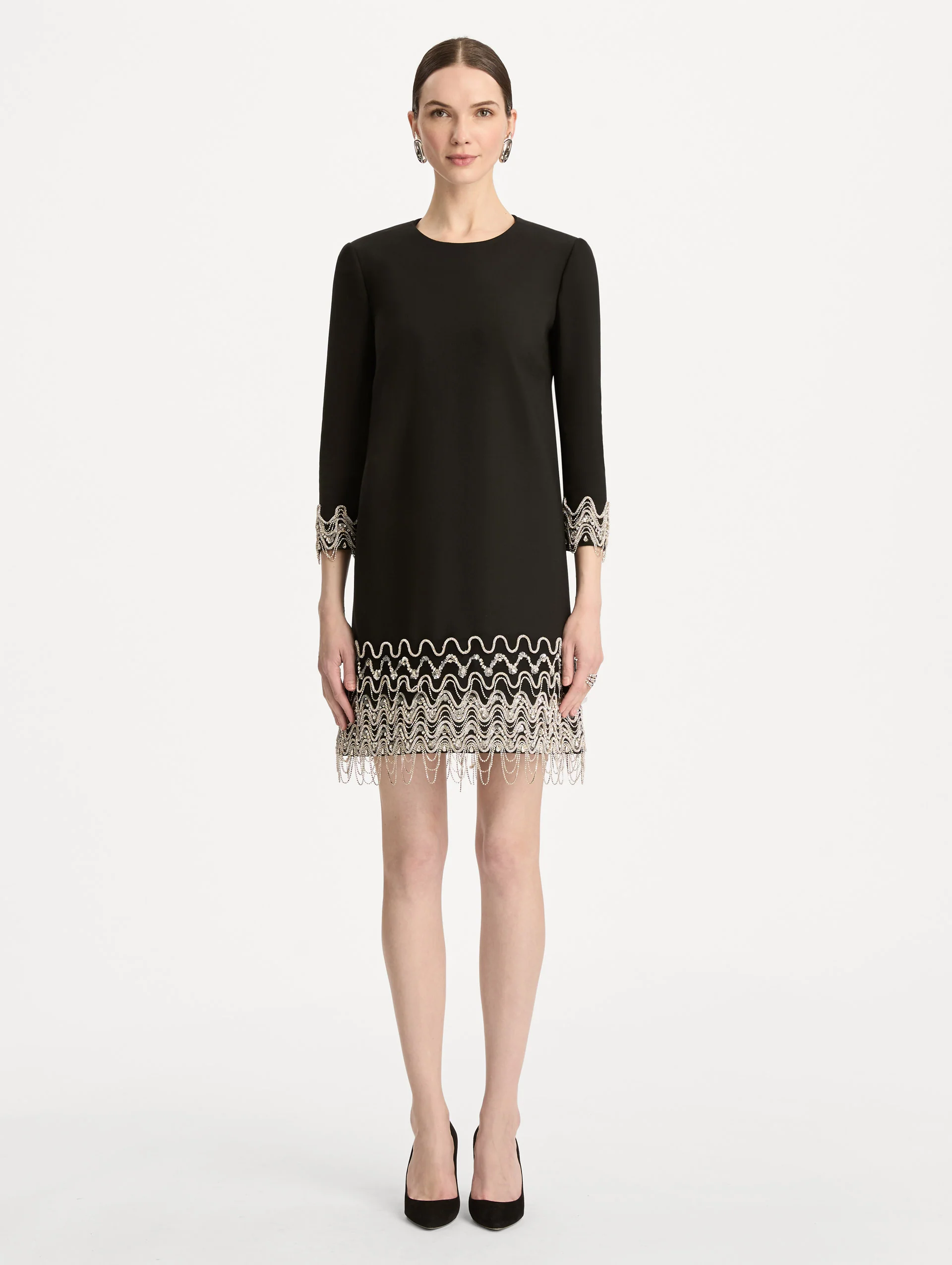 Crystal Wave Embroidered Shift Dress - Image 2