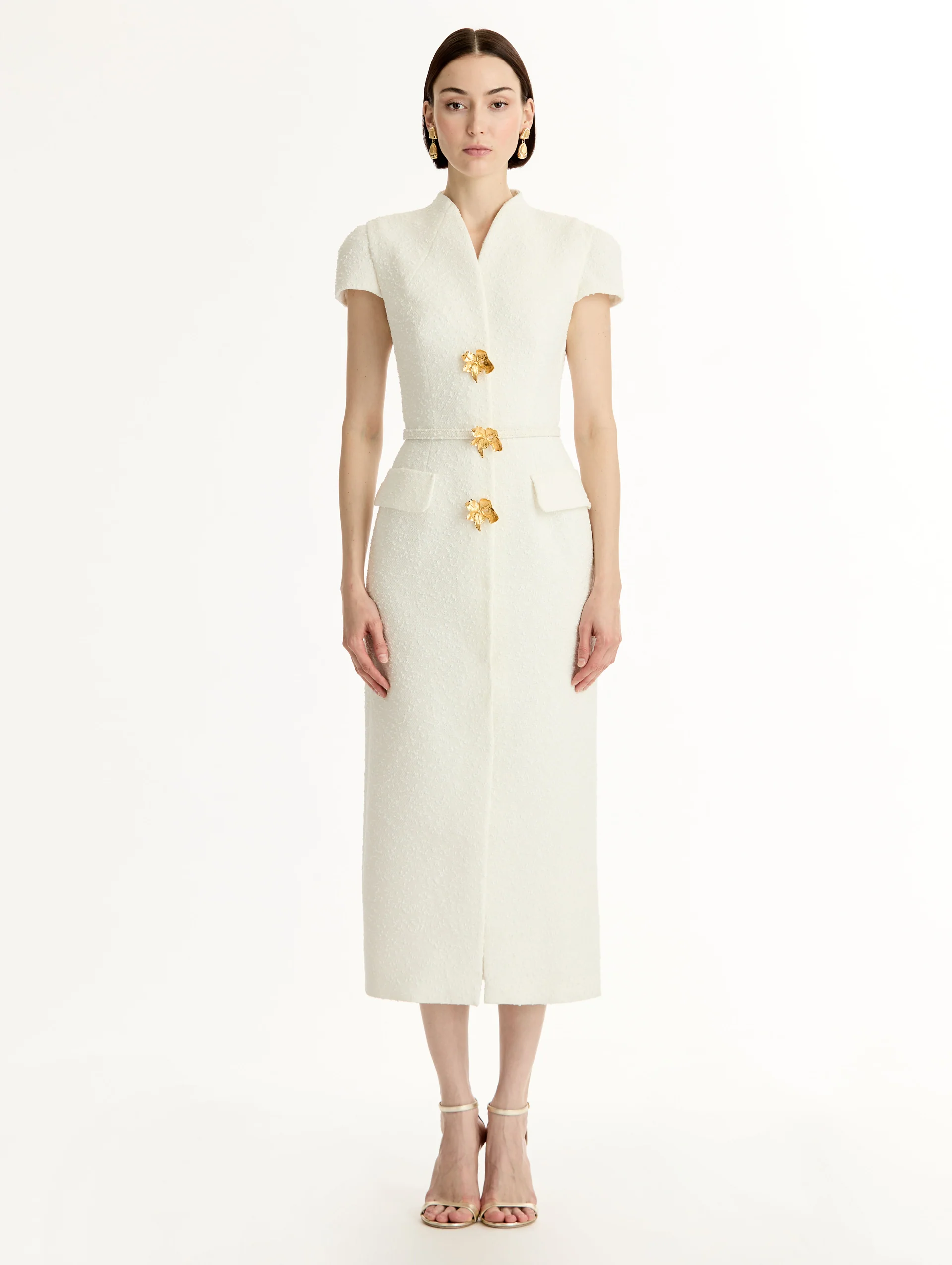 Cyclamen-Detailed Wool Tweed Dress - Image 2