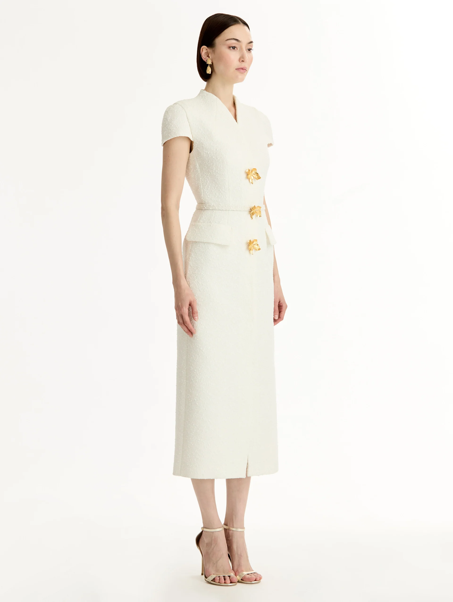 Cyclamen-Detailed Wool Tweed Dress - Image 5