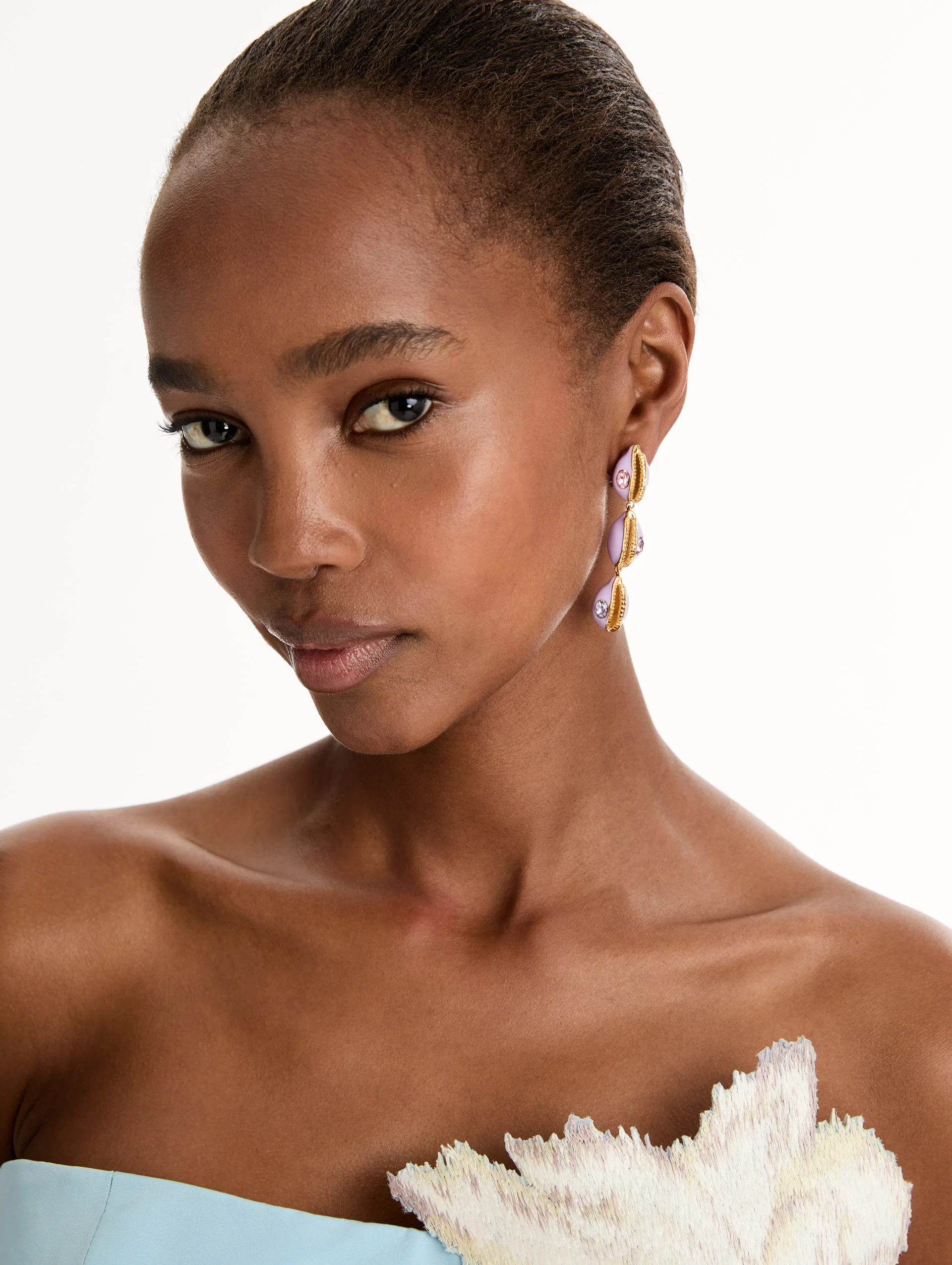 Enamel Cowrie Shell Clip-On Earrings - Image 2