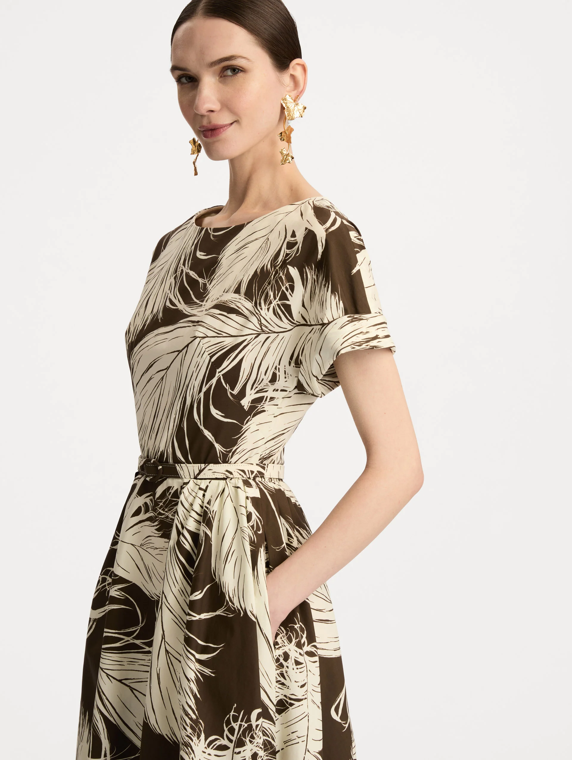 Feather Cotton Poplin Dress - Image 5