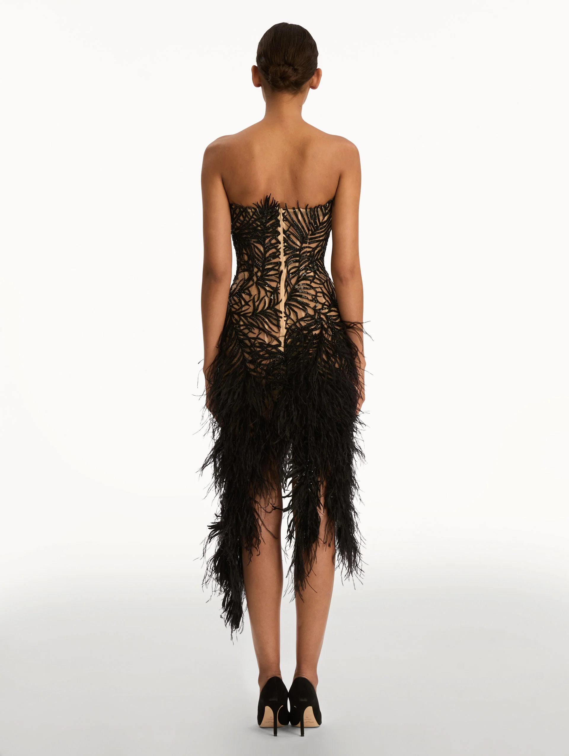 Feather Embroidered Cocktail Dress - Image 3