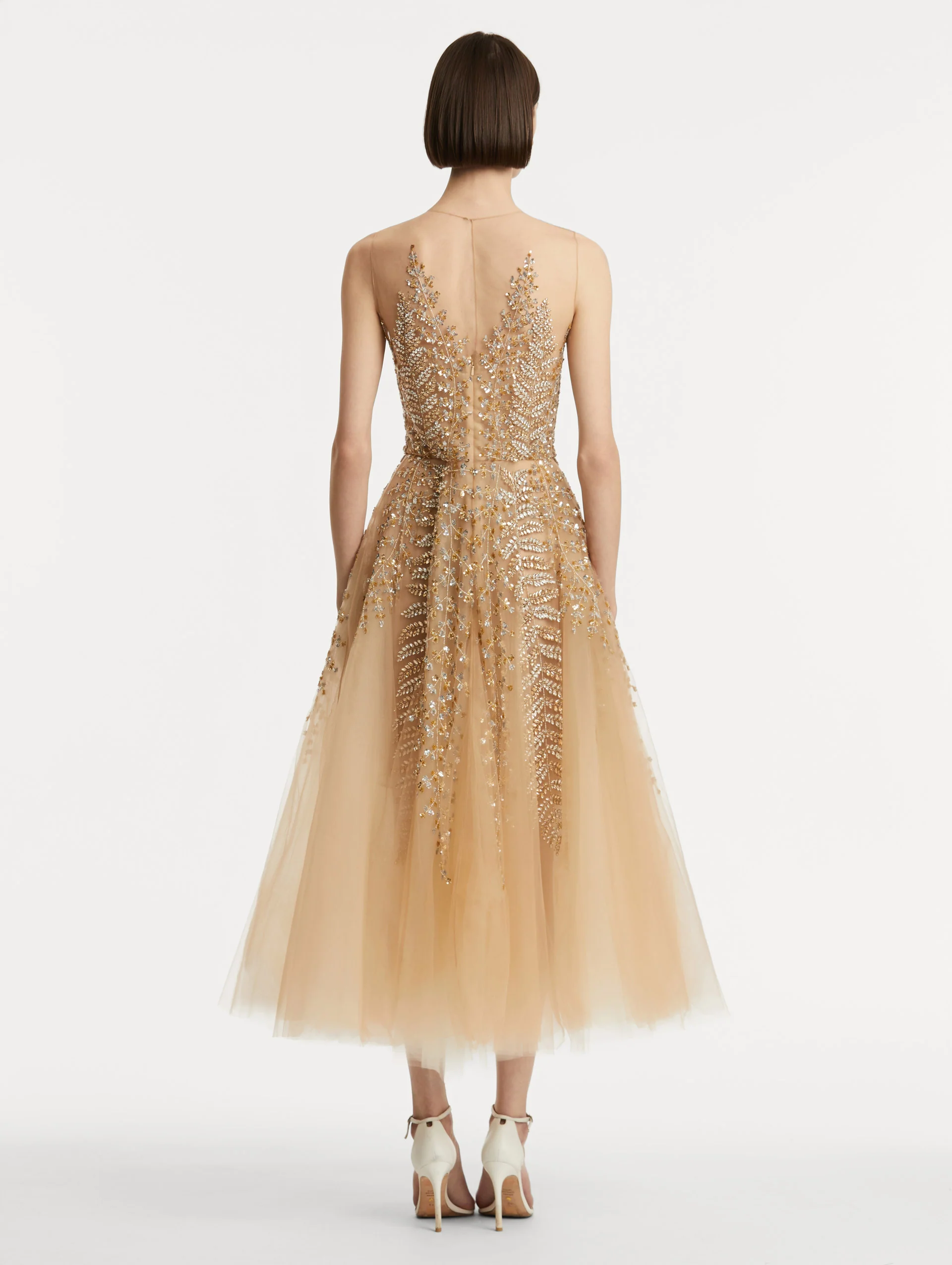 Fern Embroidered Illusion Cocktail Dress - Image 3
