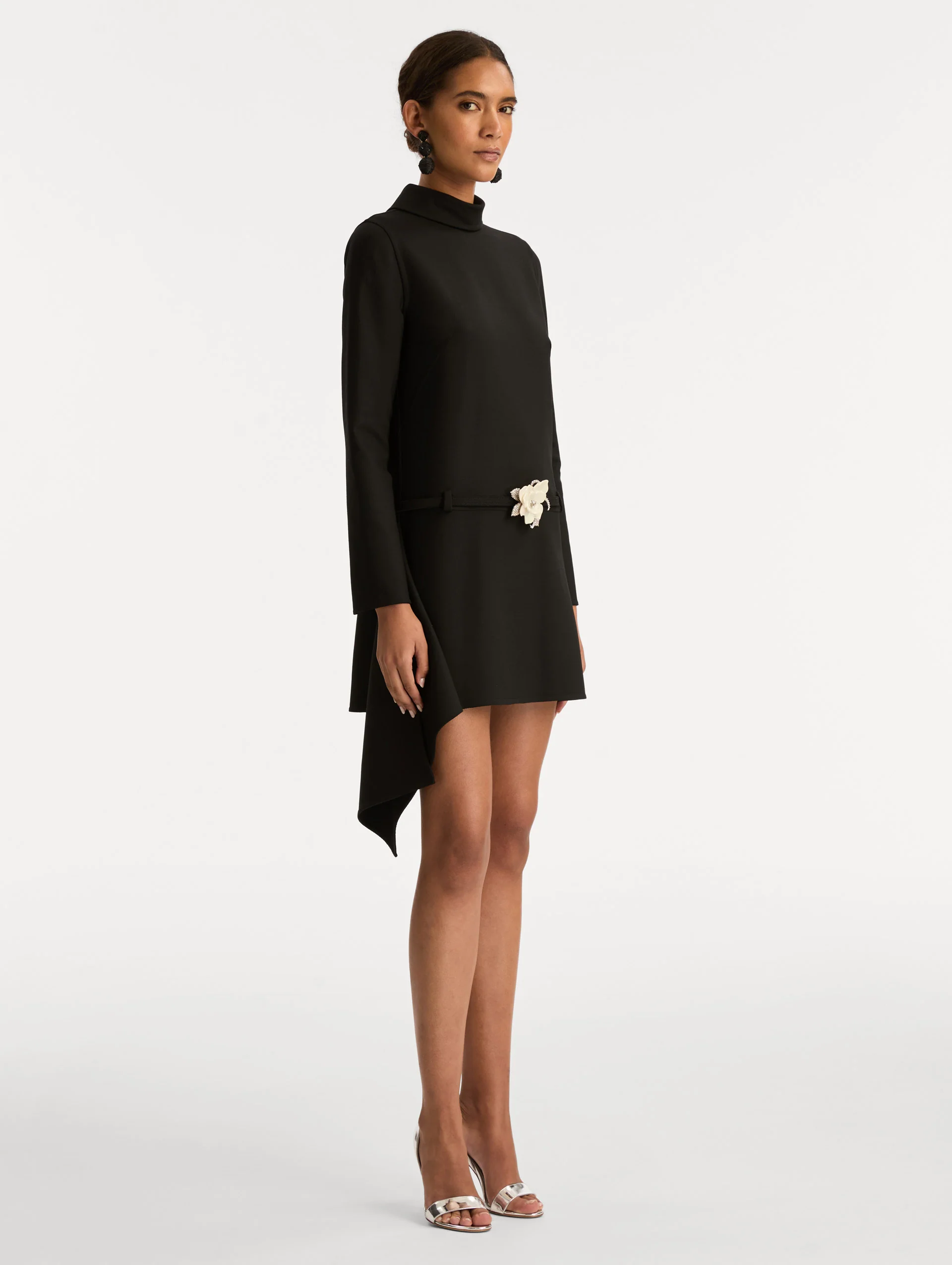 Floral Belt Mock-Neck Dress - Image 4