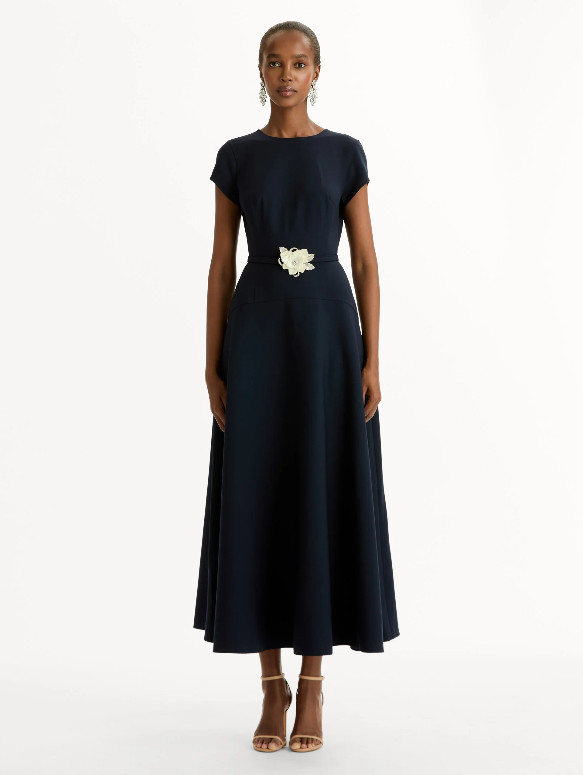 Floral Belt Short Sleeve Dress - Image 2