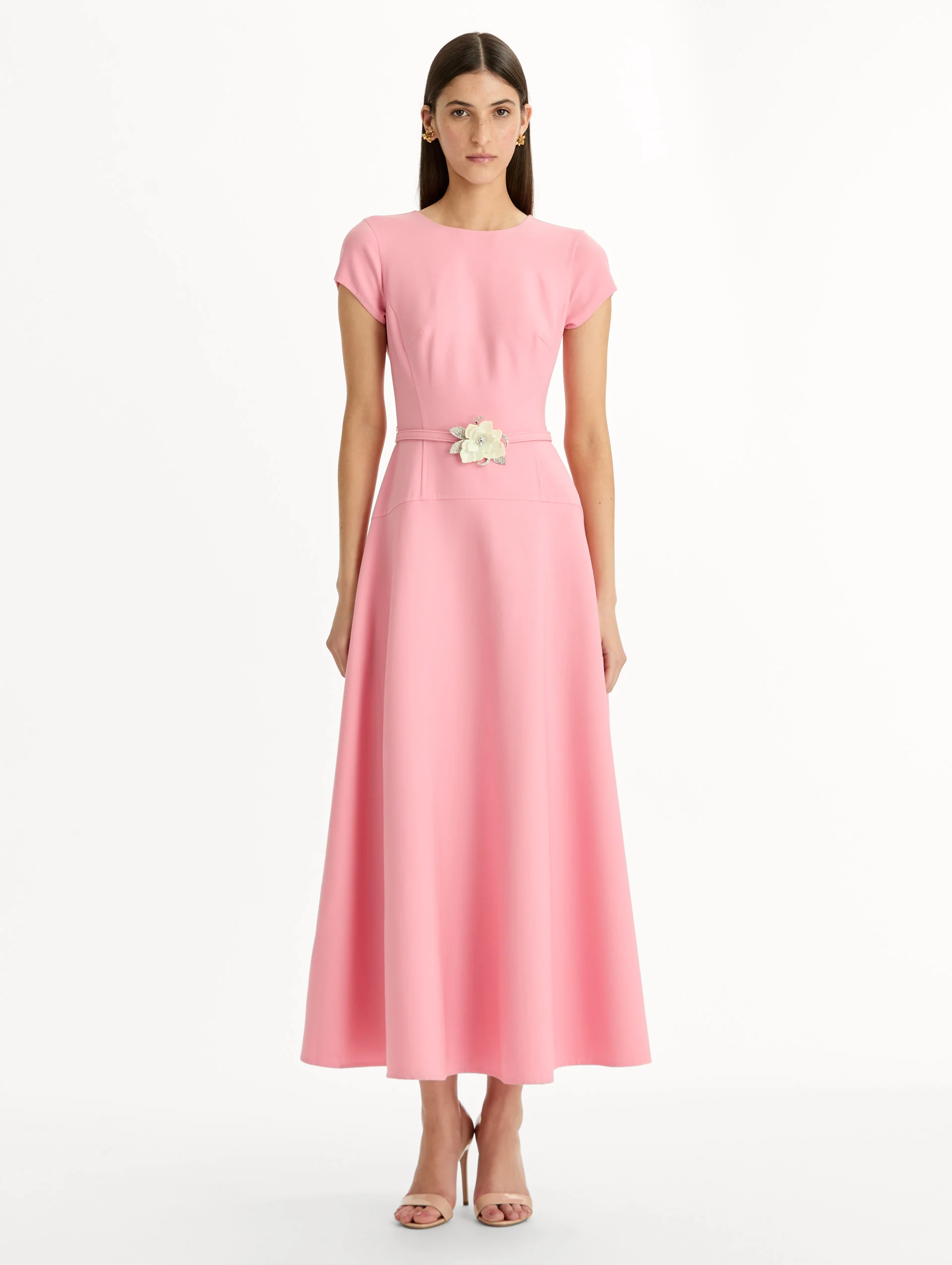 Floral Belt Short Sleeve Dress - Image 2