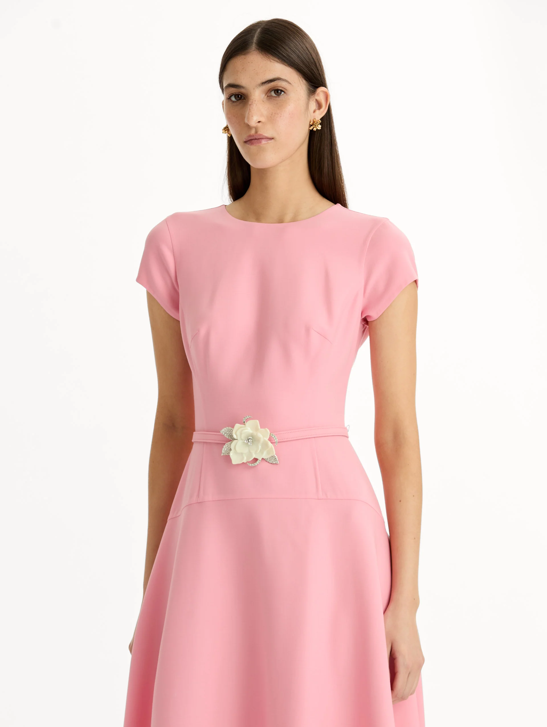 Floral Belt Short Sleeve Dress - Image 5