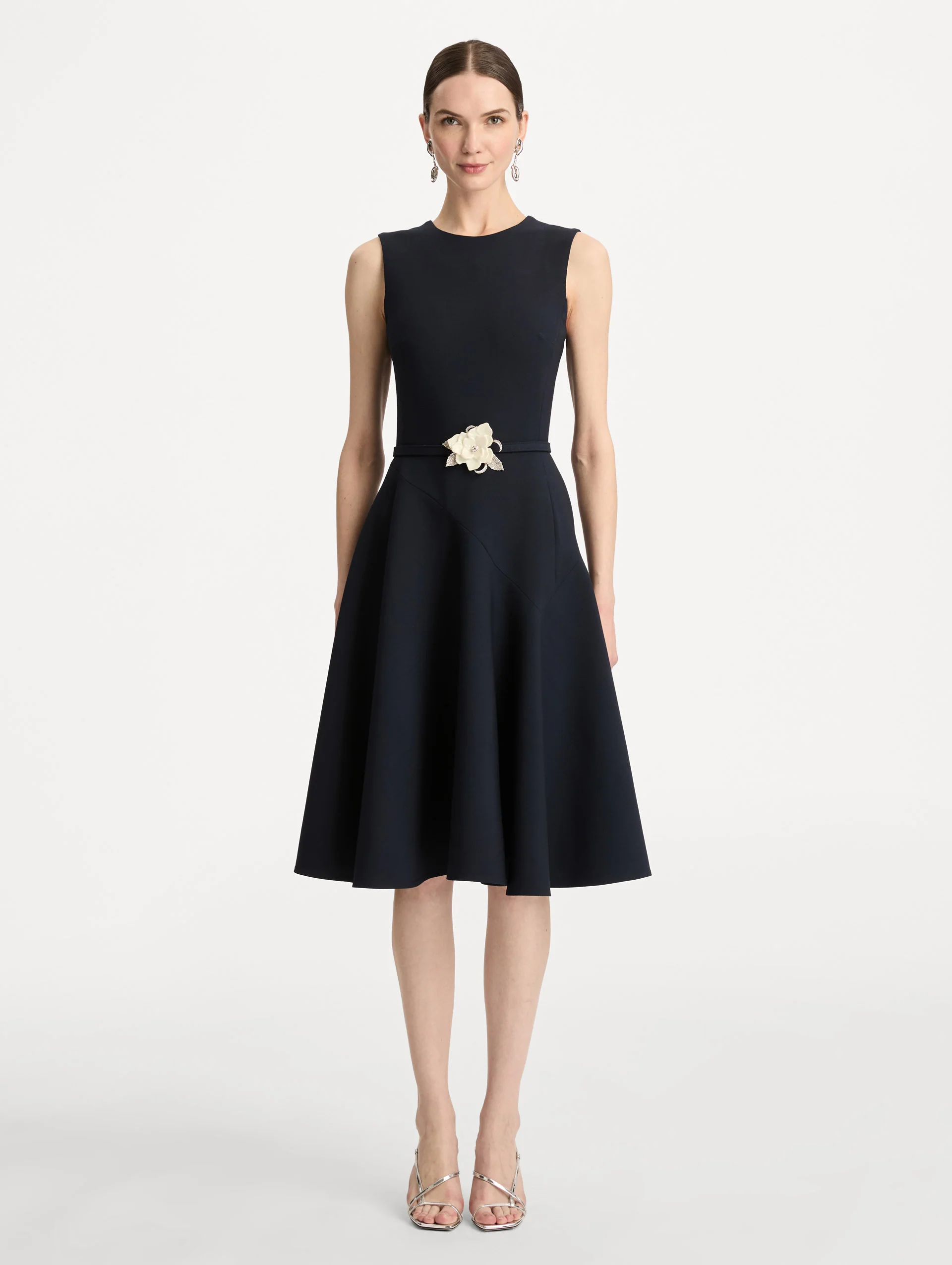 Floral Belt Sleeveless Dress - Image 2