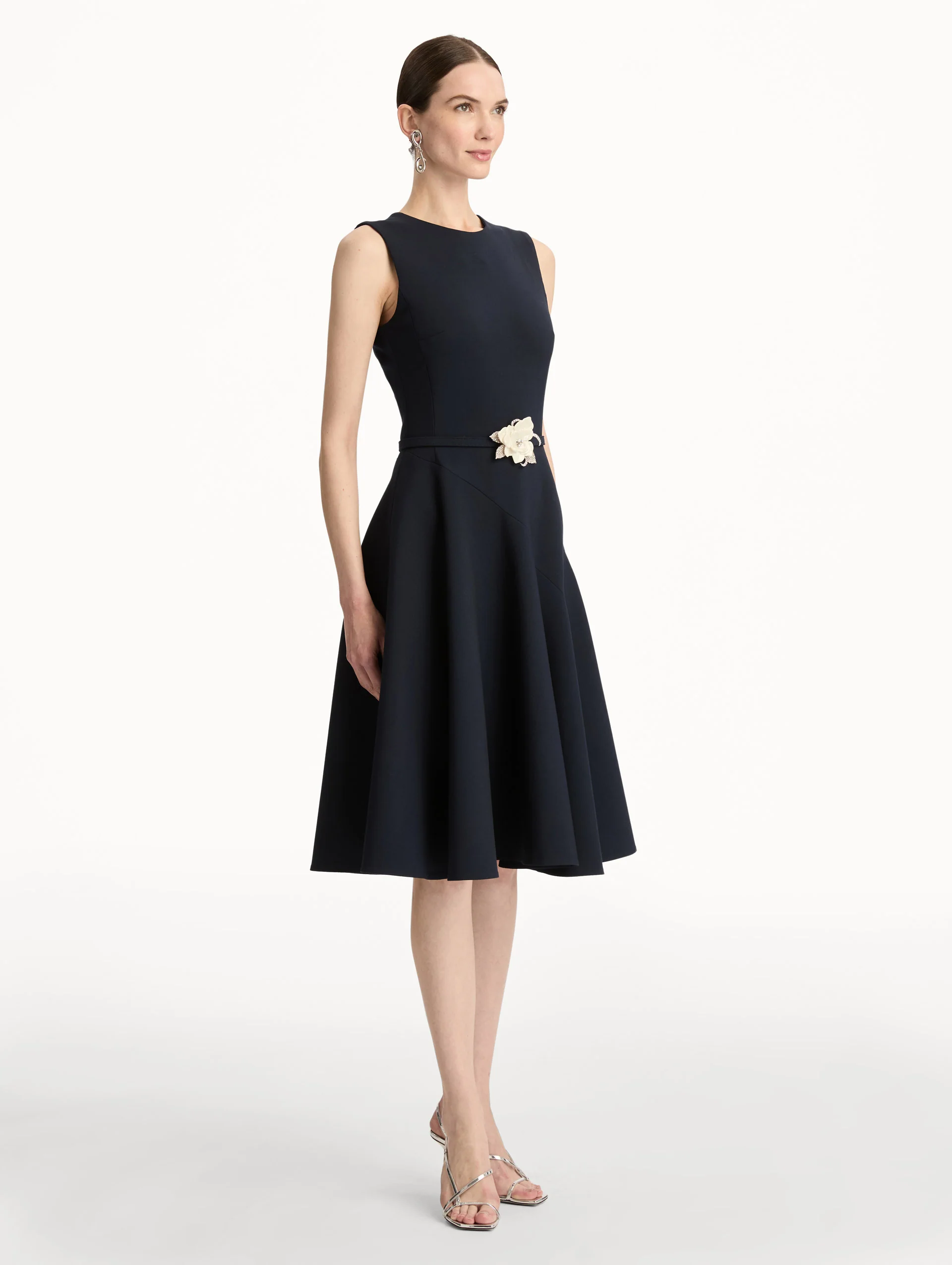 Floral Belt Sleeveless Dress - Image 4