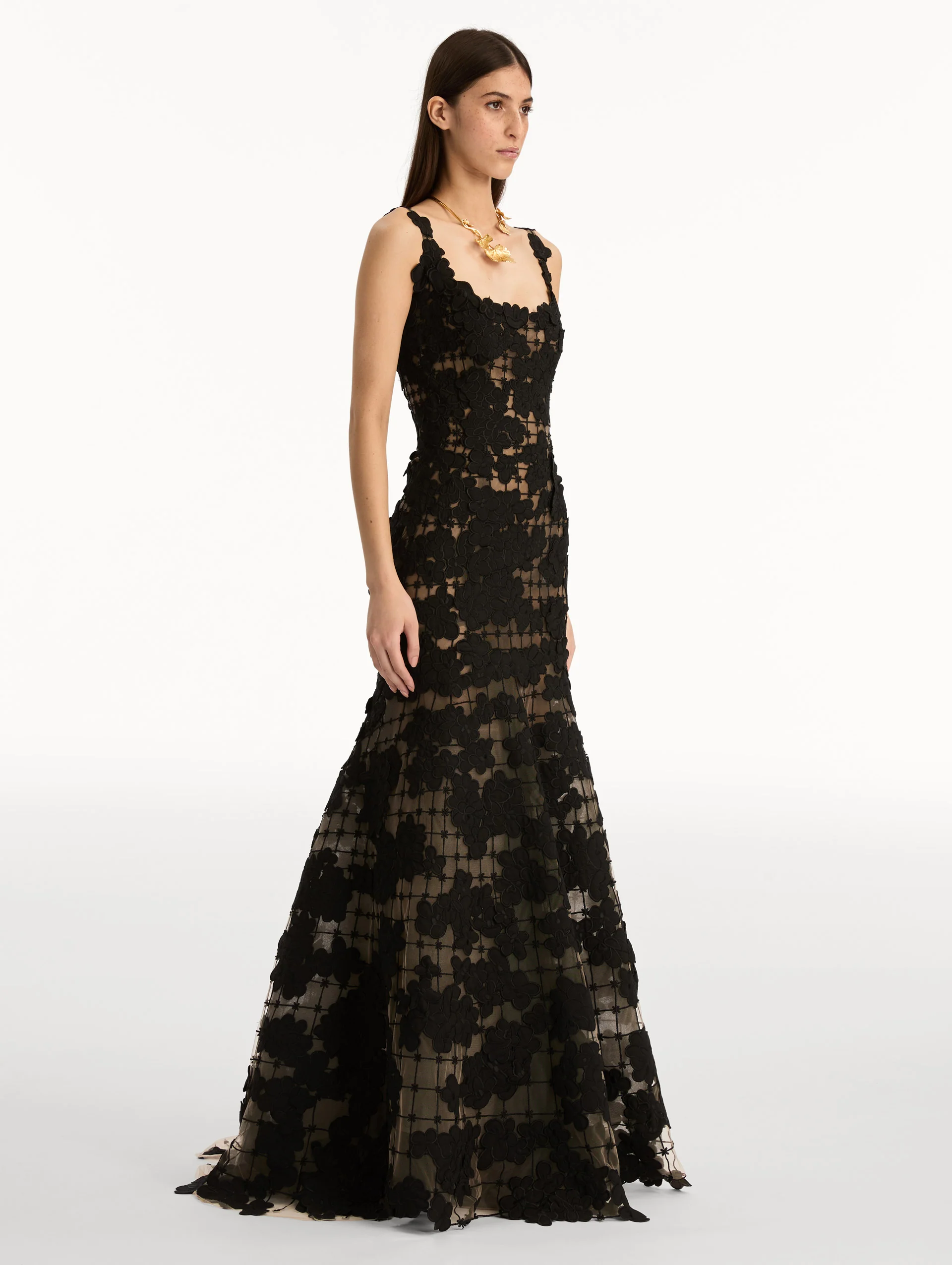 Floral Cutout Threadwork Gown - Image 4