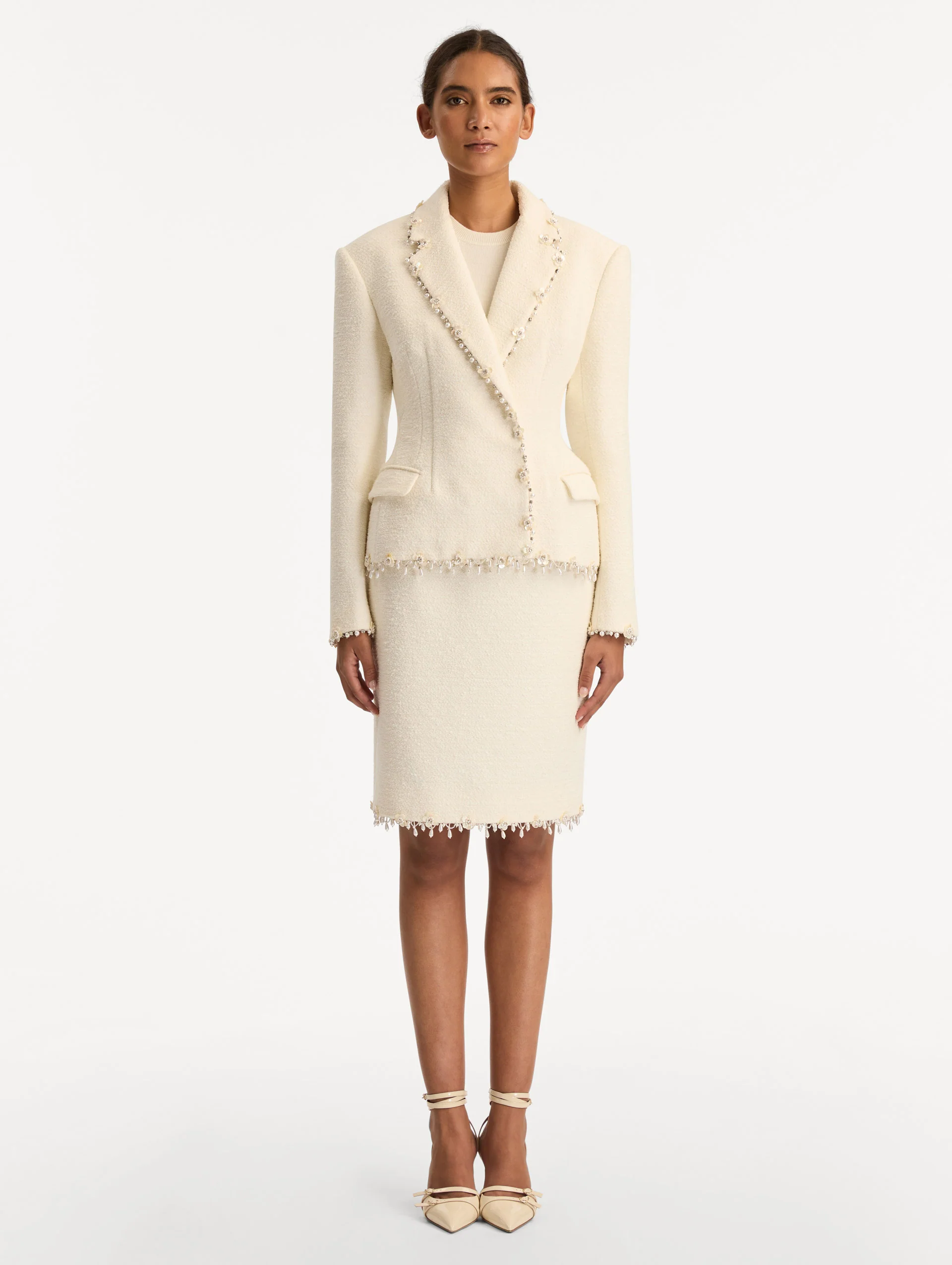 Floral Jeweled Fringe Tweed Jacket - Image 3